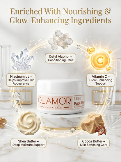 OLAMOR Lumi Facial Cleanser with Cocoa Butter | Soft &amp; Refreshed Skin | 100g