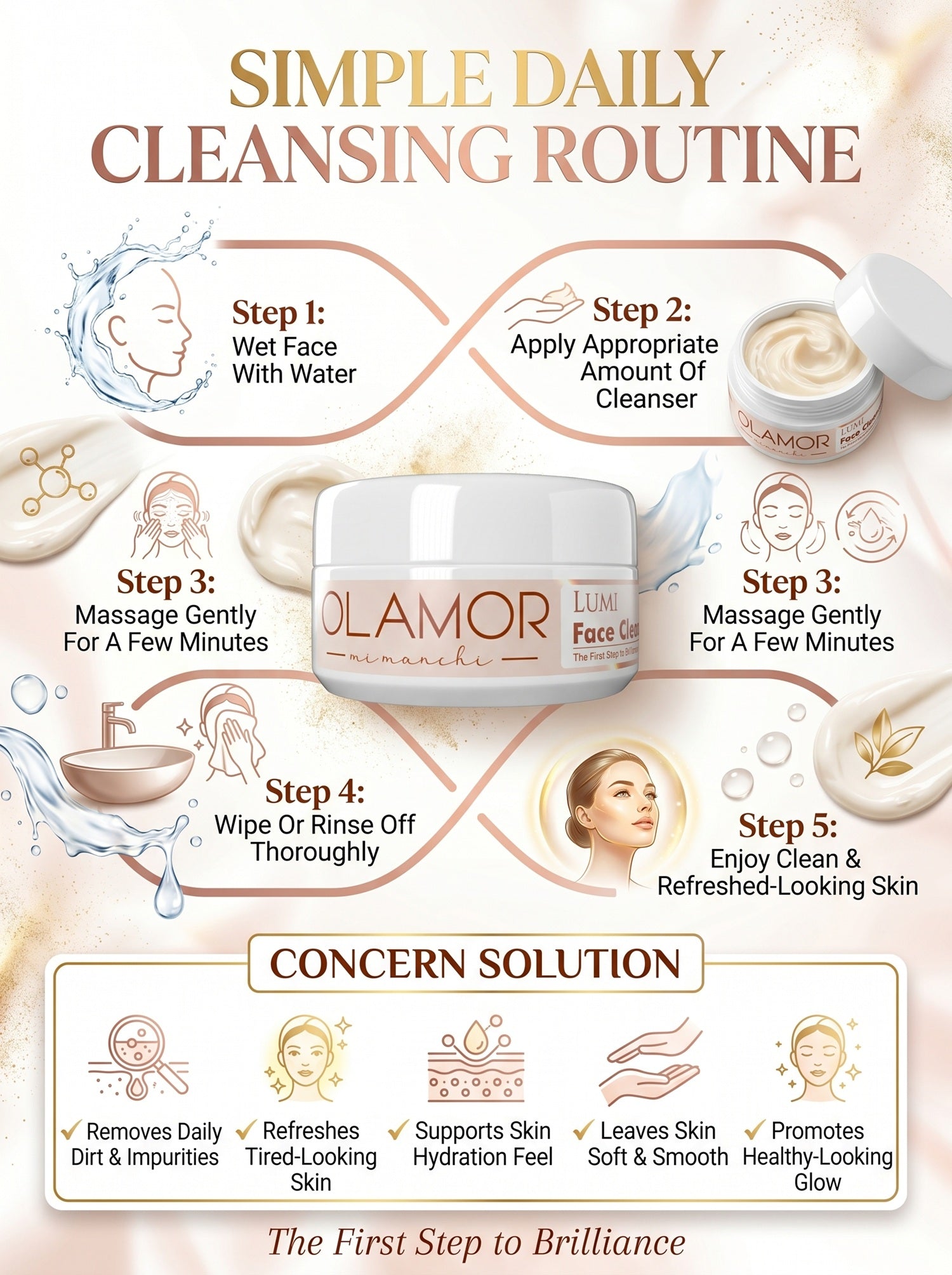 OLAMOR Lumi Facial Cleanser with Cocoa Butter | Soft &amp; Refreshed Skin | 100g
