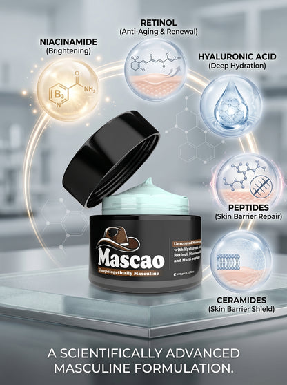 Mascao Men’s Moisturizing Face Cream 2 x 100g | With Hyaluronic Acid, Retinol &amp; Niacinamide | Anti-Aging, Hydration &amp; Skin Repair | Fragrance-Free