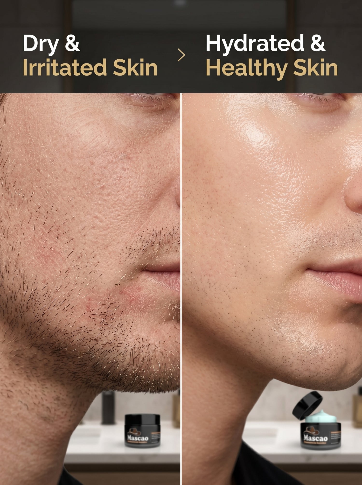 Mascao Men’s Moisturizing Face Cream 2 x 100g | With Hyaluronic Acid, Retinol &amp; Niacinamide | Anti-Aging, Hydration &amp; Skin Repair | Fragrance-Free