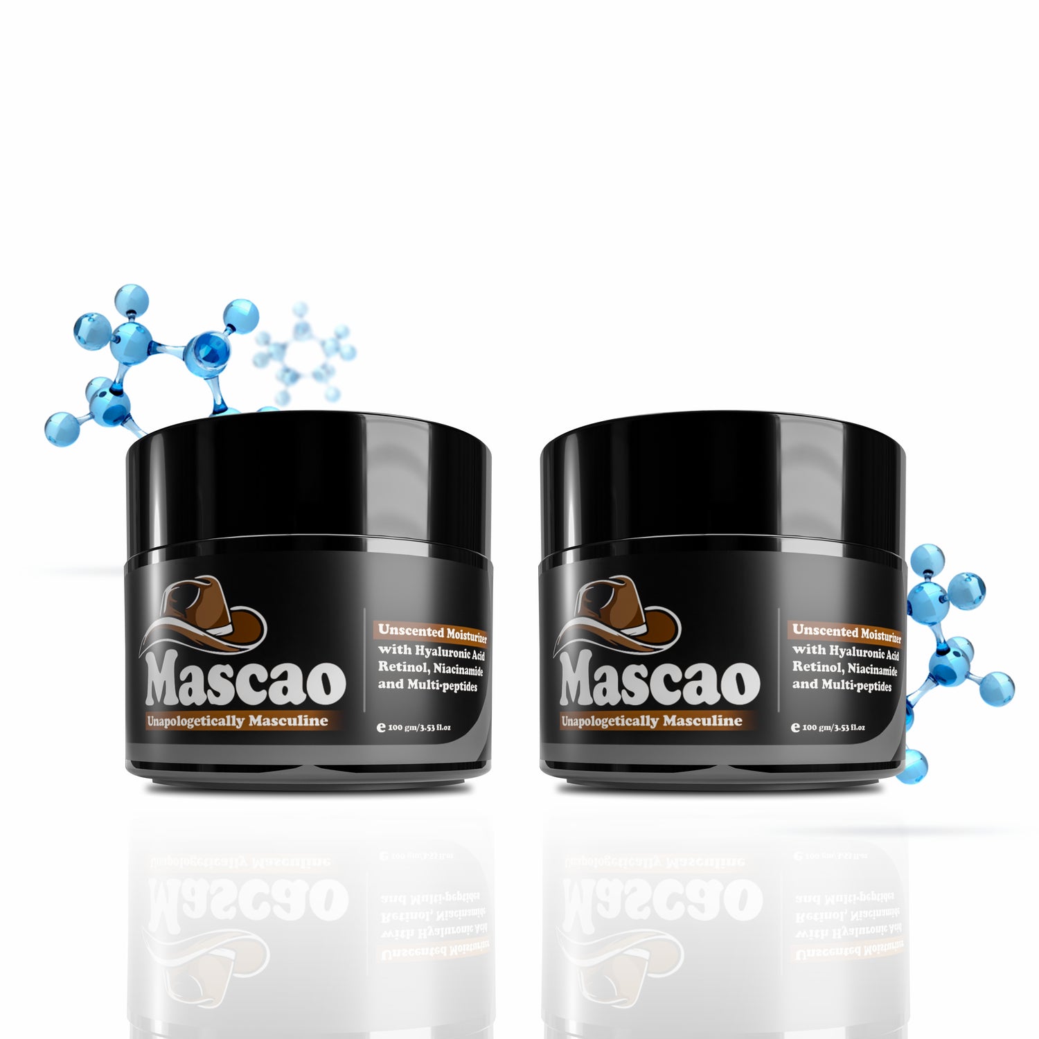 Mascao Men’s Moisturizing Face Cream 2 x 100g | With Hyaluronic Acid, Retinol &amp; Niacinamide | Anti-Aging, Hydration &amp; Skin Repair | Fragrance-Free