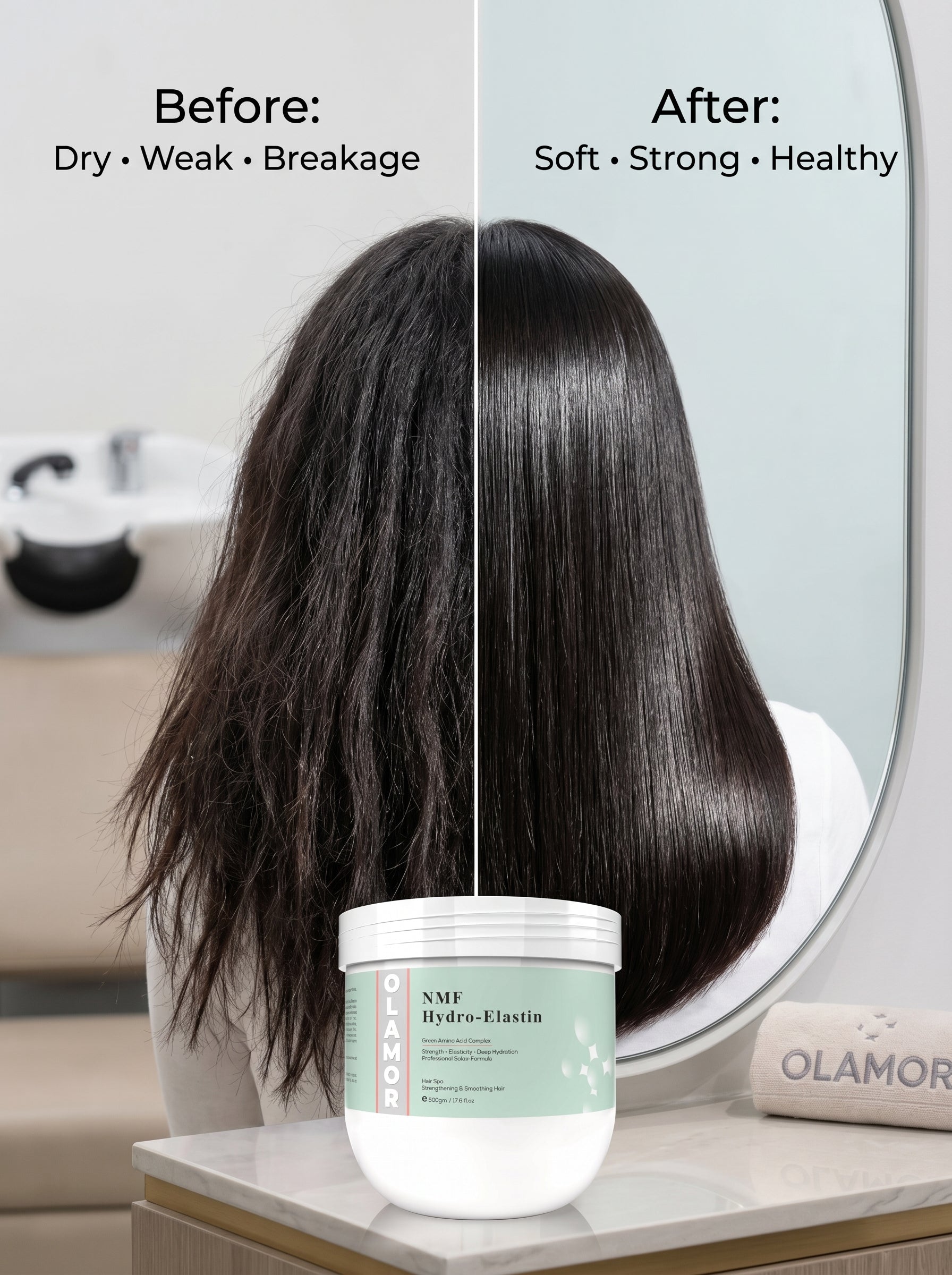 OLAMOR NMF Hydro- Elastin hair spa Strengthening &amp; Smoothing Hair 500GM