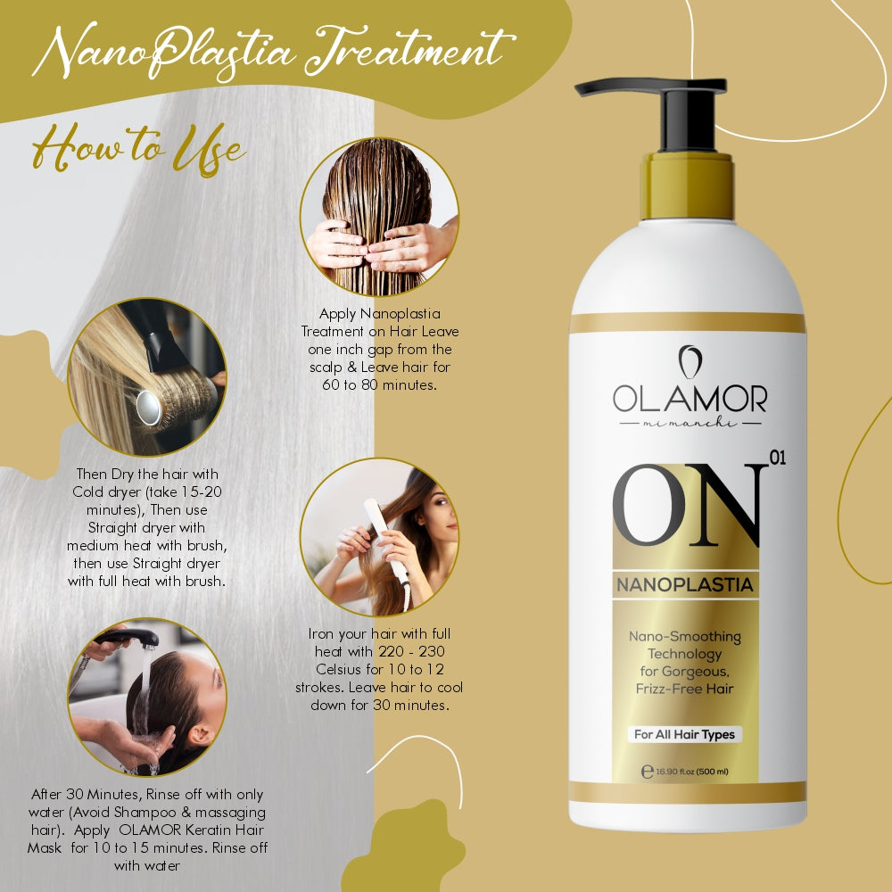 ON01 Nanoplastia Hair Treatment Smooth Frizz Free Hair 500ml OLAMOR