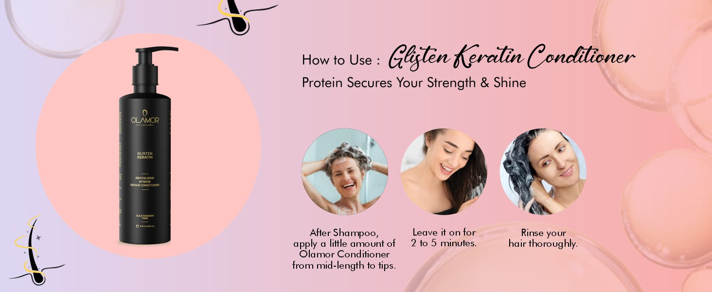 OLAMOR Keratin Intense Hair  Repair & Smoothing Conditioner A + How To Use
