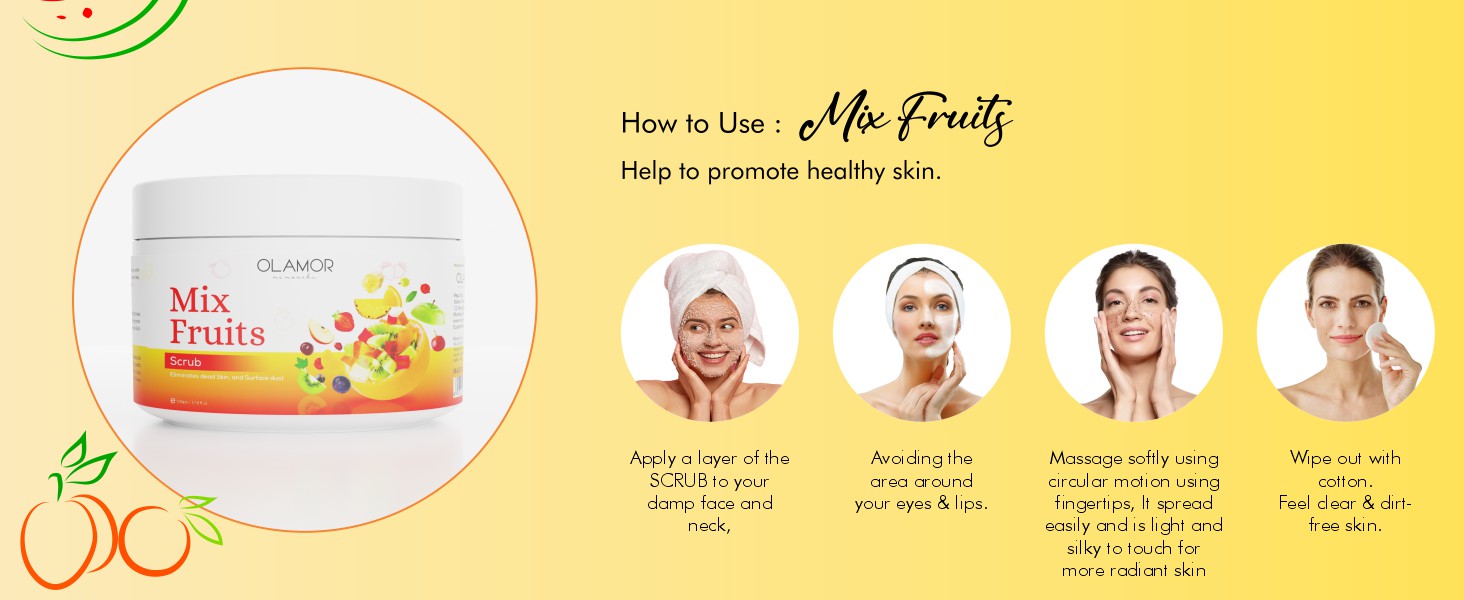 Olamor Mix Fruit Scrub  A+ Content How To Use