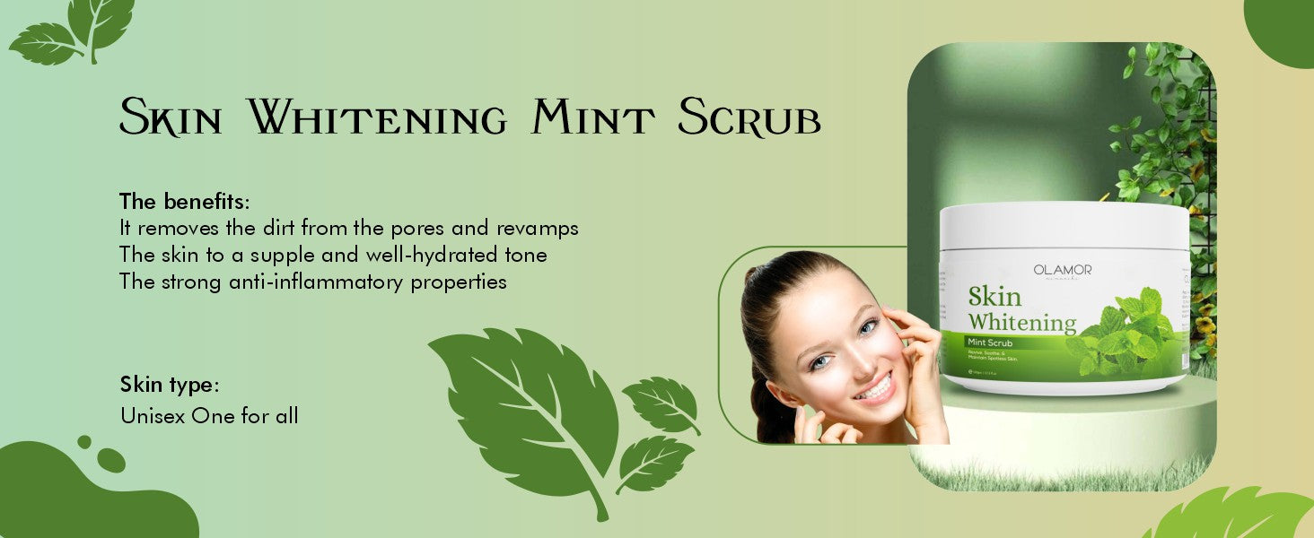 Olamor Skin Whitening Mint Scrub  A+ Content Benefits