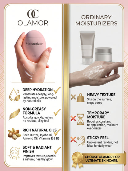 OLAMOR Pink Oval Moisturizer 60ml | Nourishing Face Moisturizer for Soft, Glowing Skin short description