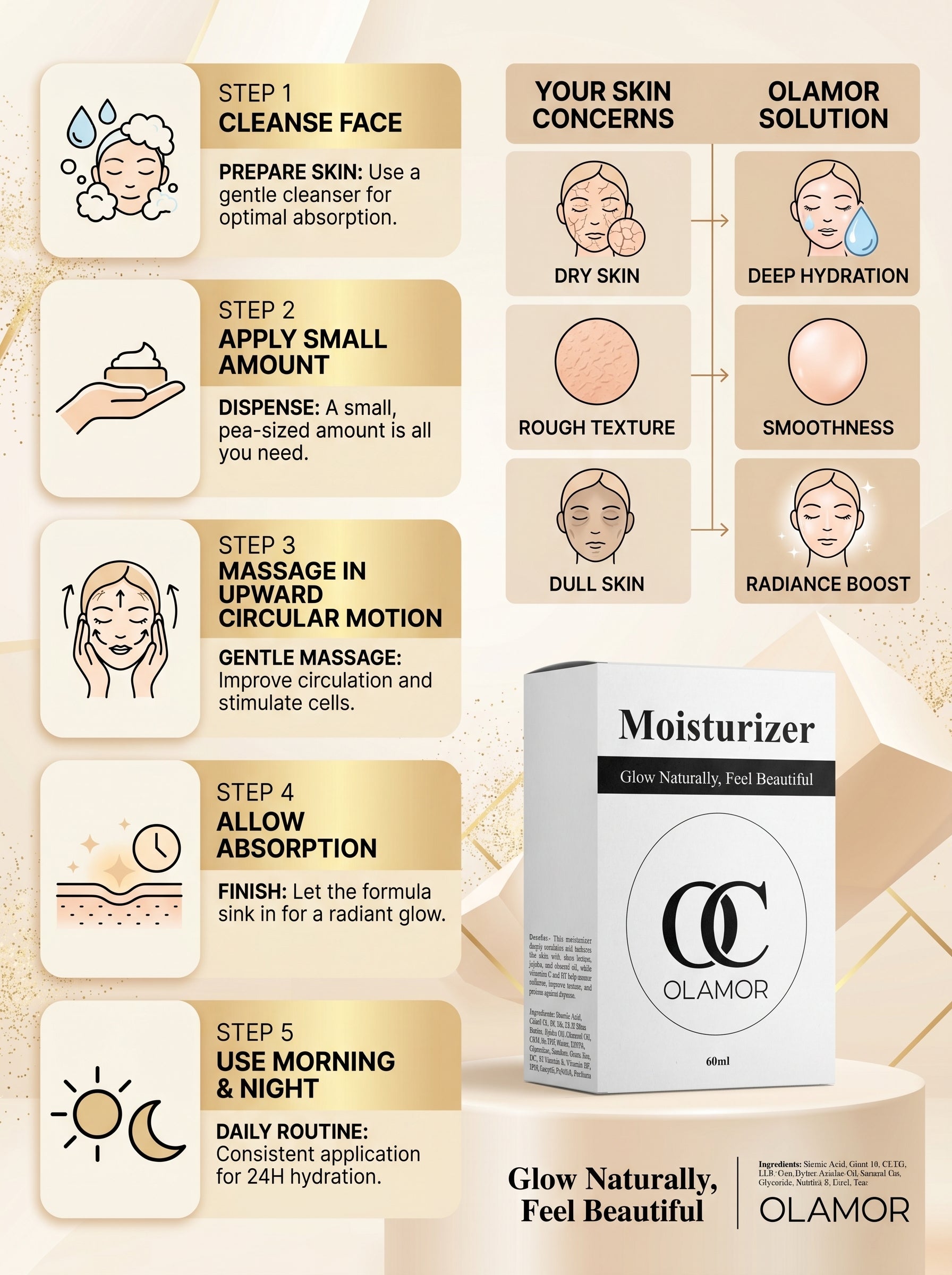 OLAMOR Pink Oval Moisturizer 60ml | Nourishing Face Moisturizer for Soft, Glowing Skin short description