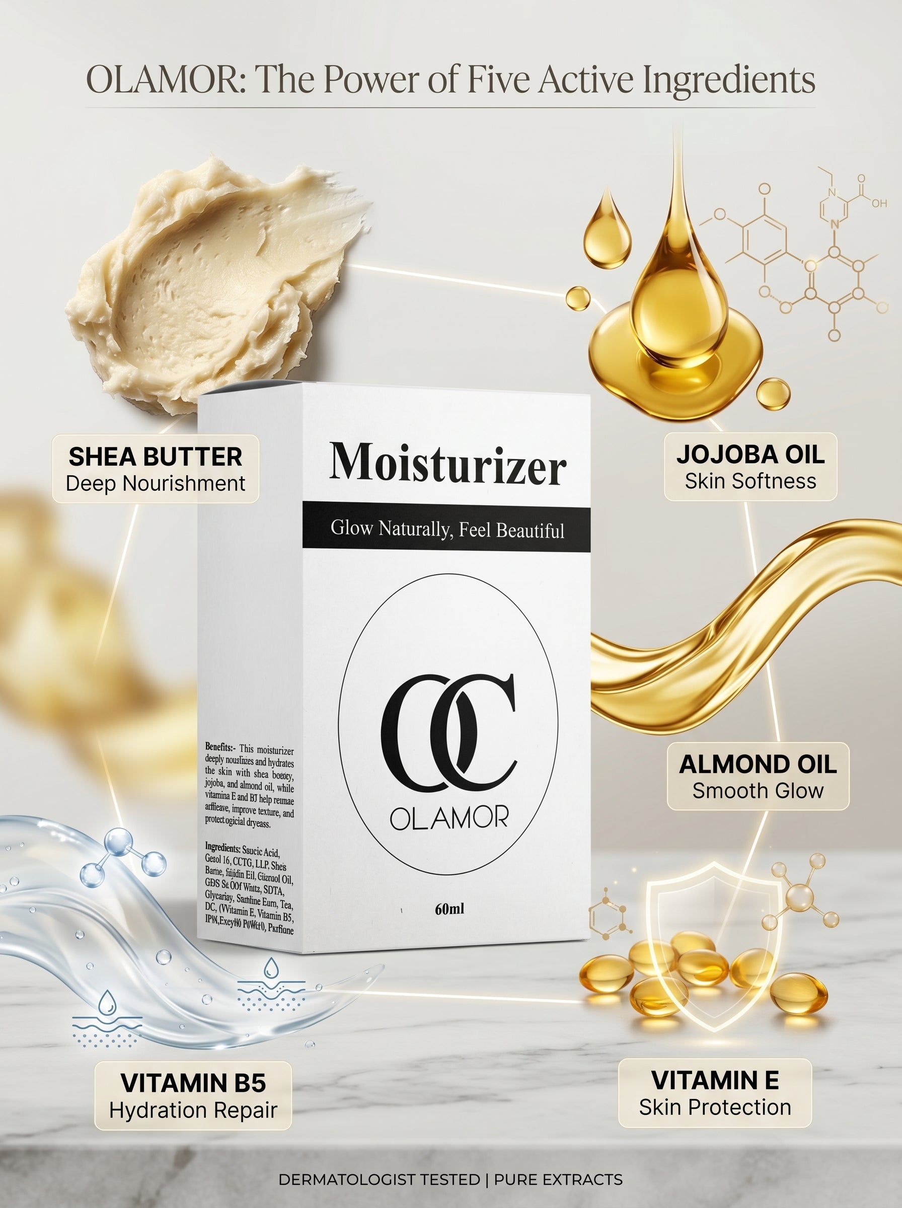 OLAMOR Pink Oval Moisturizer 60ml | Nourishing Face Moisturizer for Soft, Glowing Skin short description
