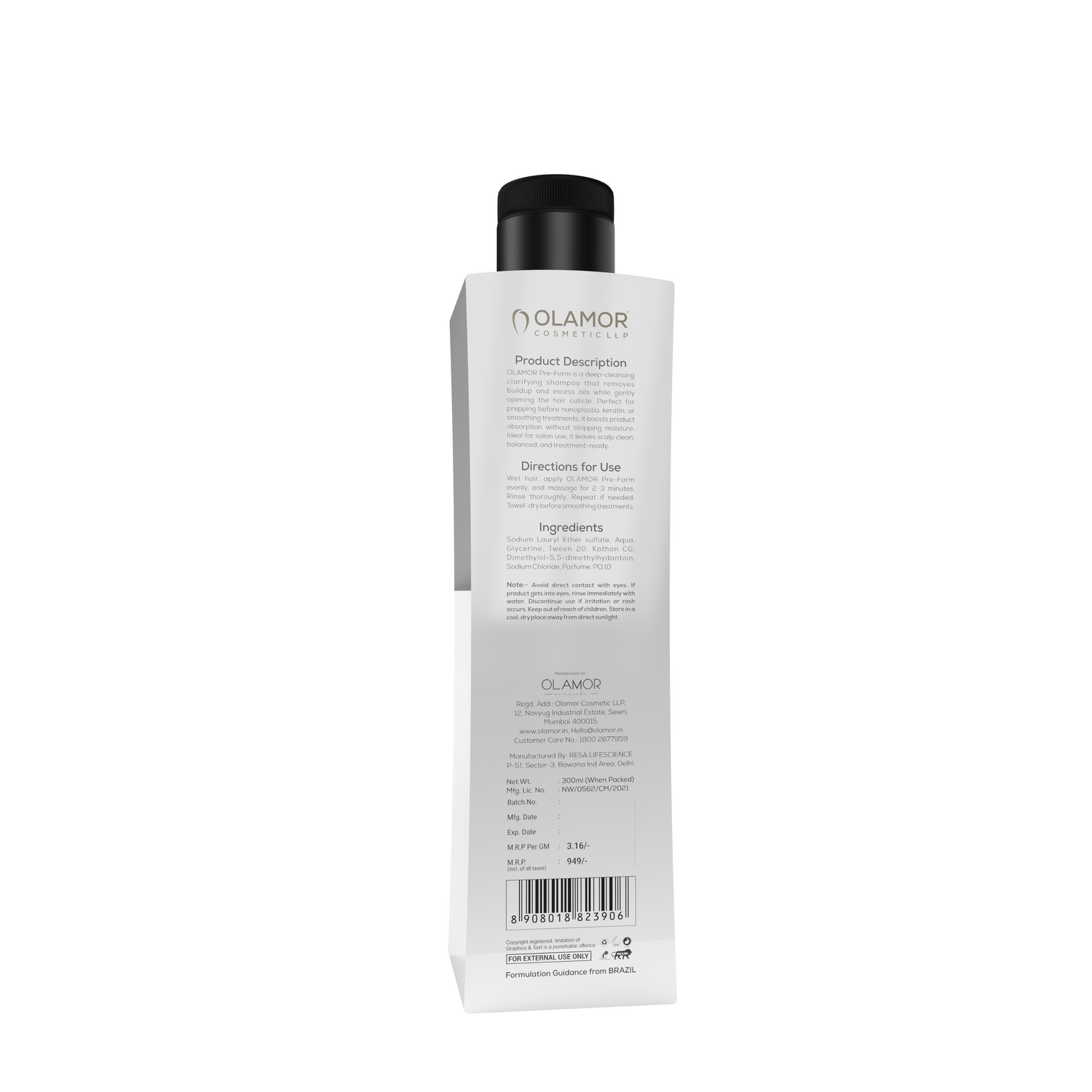 OLAMOR Pre-Form Shampoo – Pre-Treatment Hair Cleanser for Smoothening &amp; Repair 300ml
