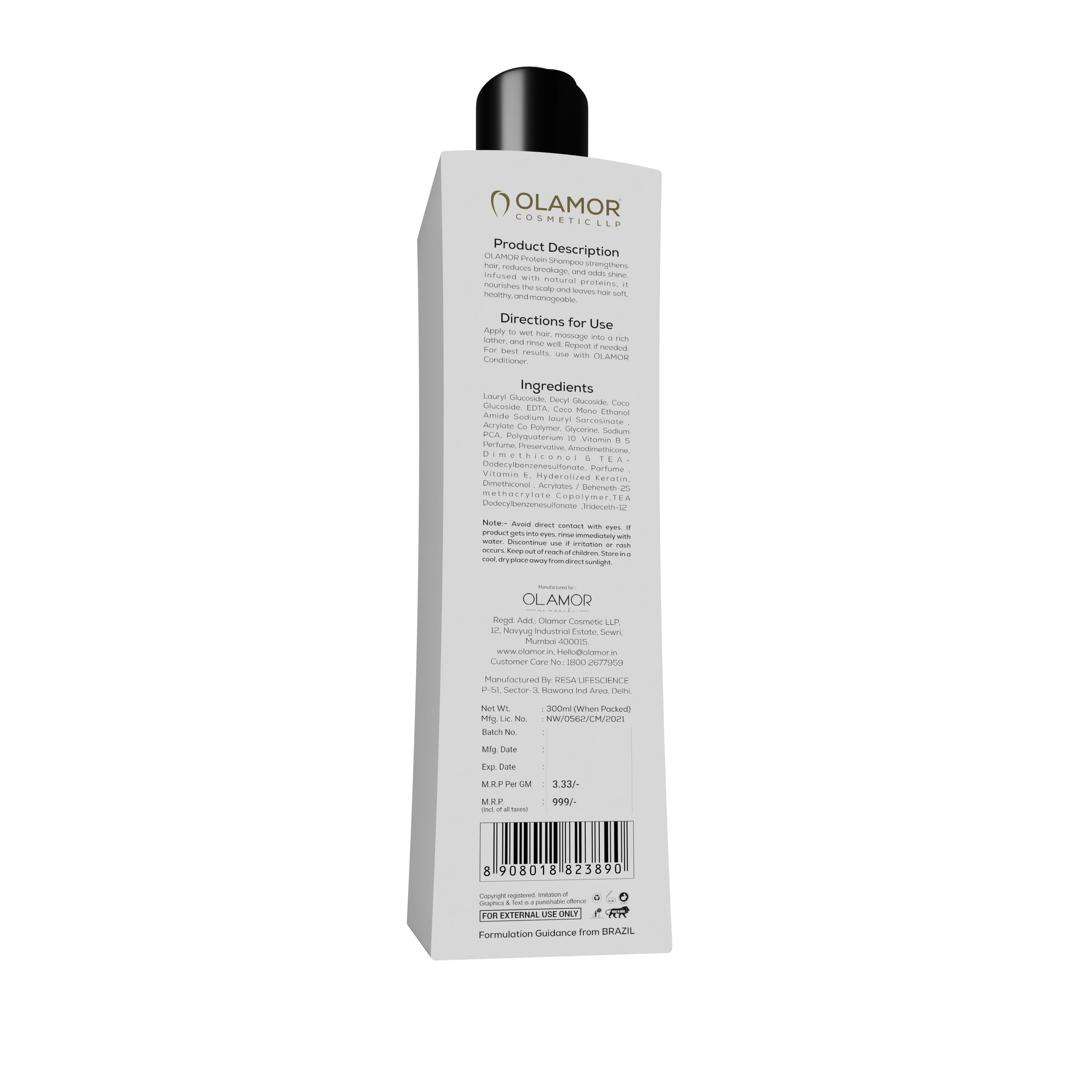 OLAMOR Hair Protein Shampoo 300ml | Sulfate-Free Daily Hair Cleanser
