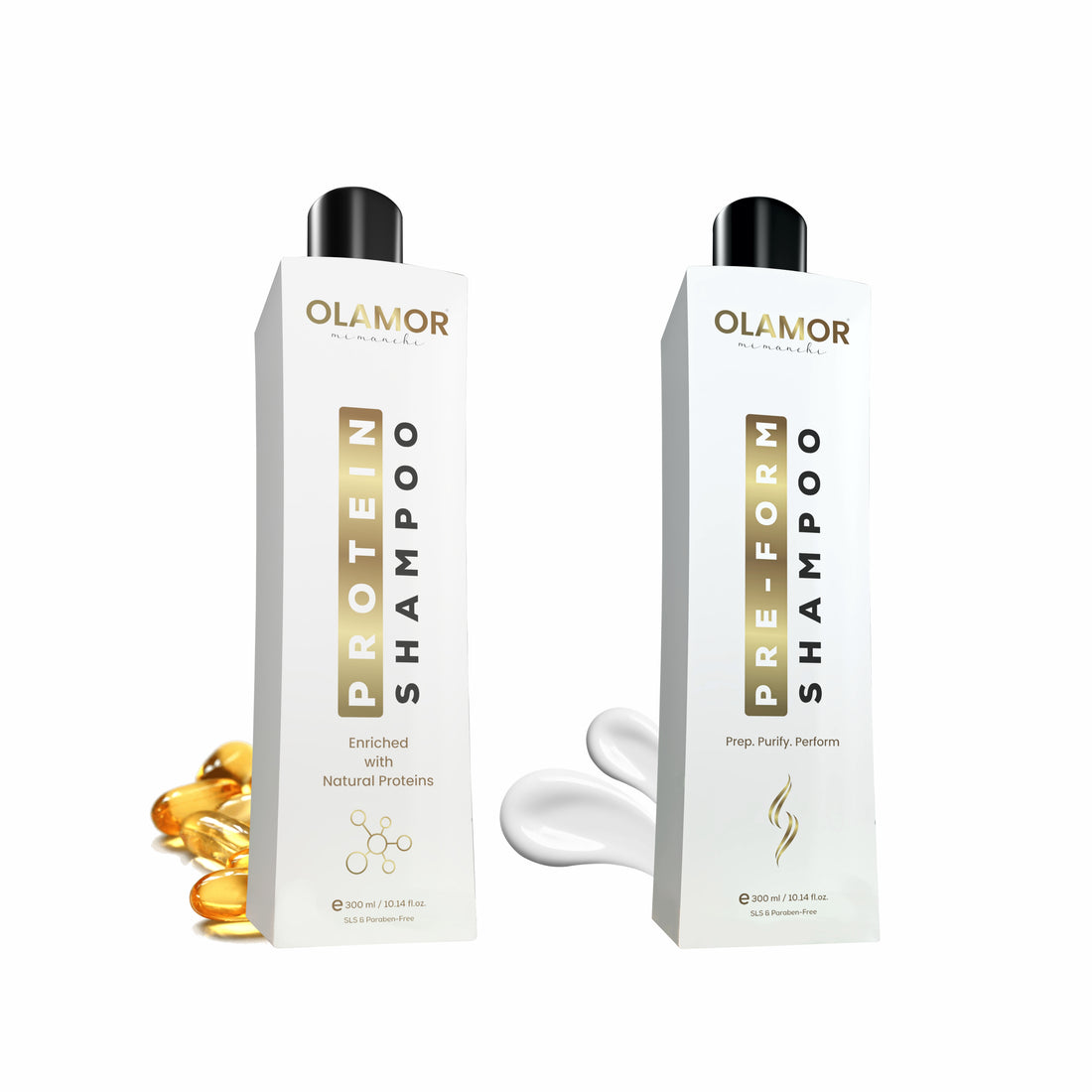 OLAMOR Pre-Form Shampoo 300ml &amp; Hair Protein Repair Shampoo 300ml Combo | Deep Cleansing, Damage Repair, Hair Strengthening &amp; Smoothening Care for All Hair Types