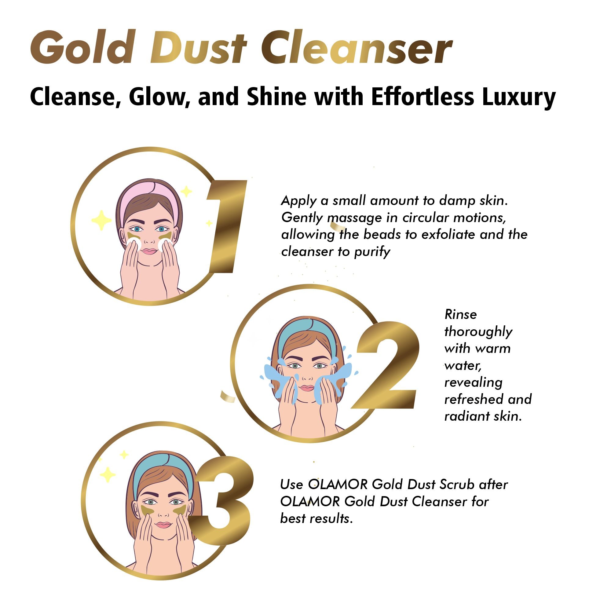 OLAMOR Gold Dust Face Cleanser – Deep Cleansing &amp; Radiance Boost Face Wash 500gm