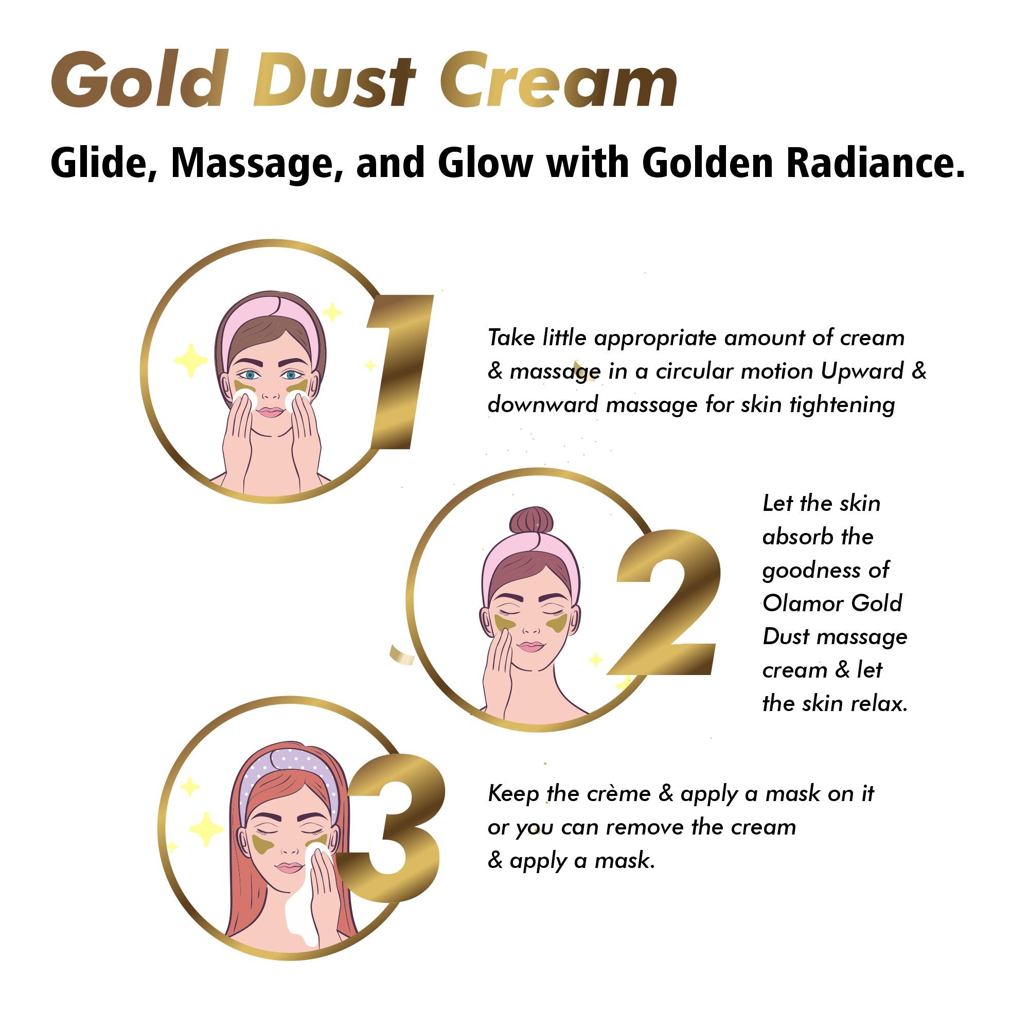 OLAMOR Gold Dust Face Massage Cream – Skin Brightening &amp; Nourishing Cream 500gm