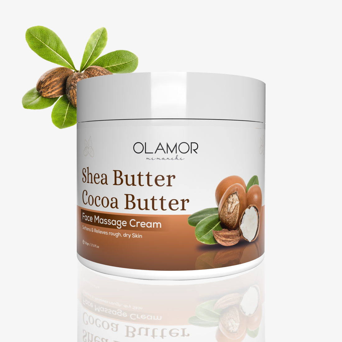 OLAMOR Shea Butter Coco Butter Face Massage Cream, Softens and Relieves Rough Dry Skin, 200gm