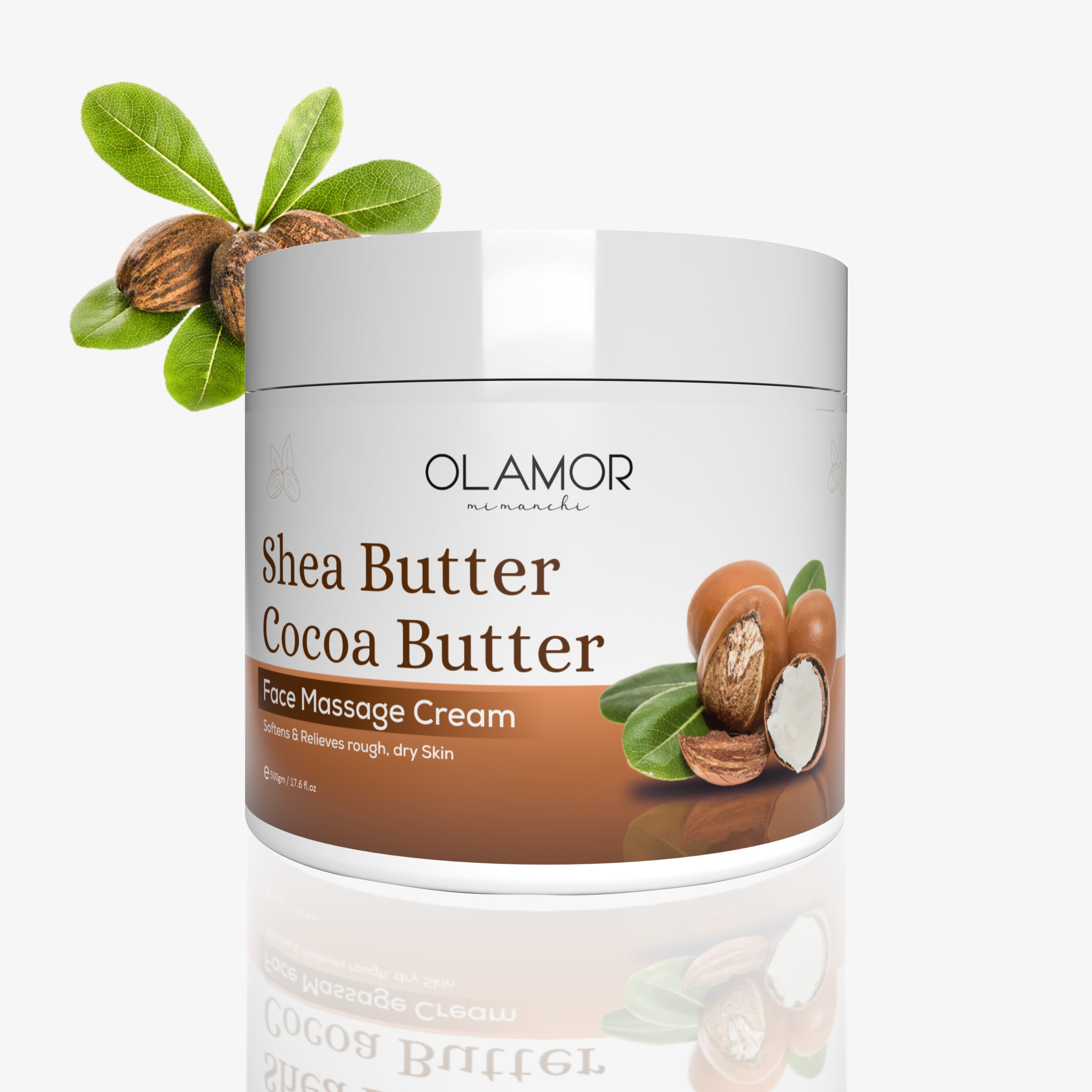 OLAMOR Shea Butter Coco Butter Face Massage Cream, Softens and Relieves Rough Dry Skin, 200gm
