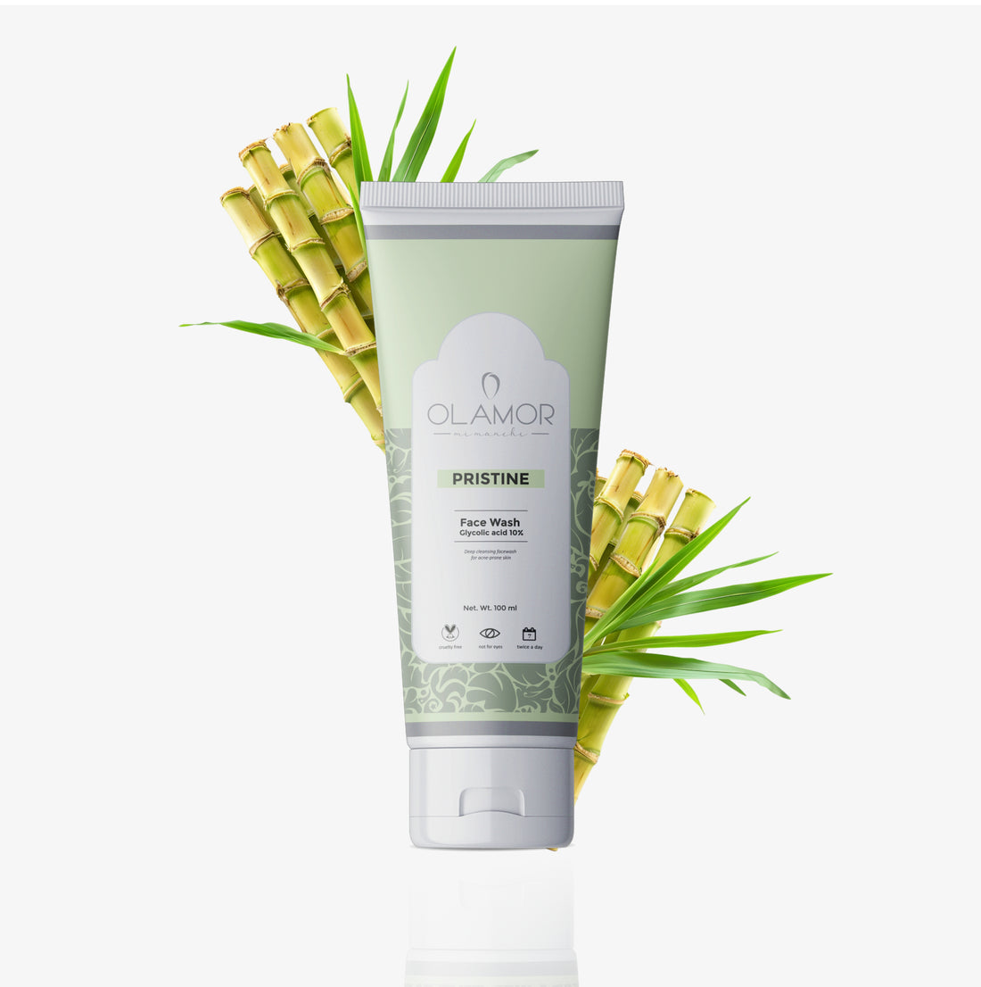 OLAMOR Pristine 10% Glycolic Acid Face Wash for Men &amp; Women | Exfoliating Cleanser for Clear, Smooth &amp; Glowing Skin 100ml