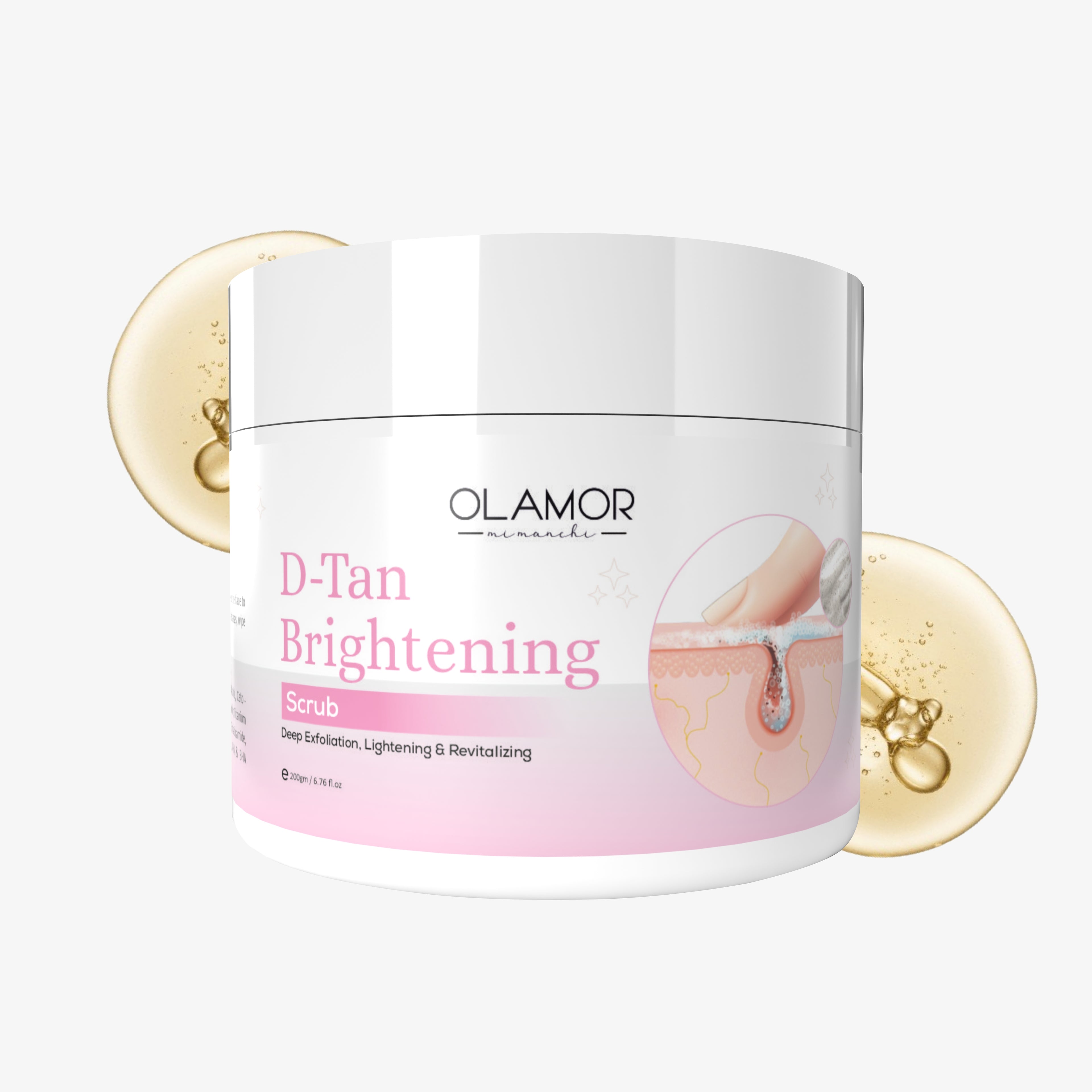 OLAMOR D-Tan Brightening Face Scrub – Exfoliating Tan Removal &amp; Skin Polish Scrub 200gm
