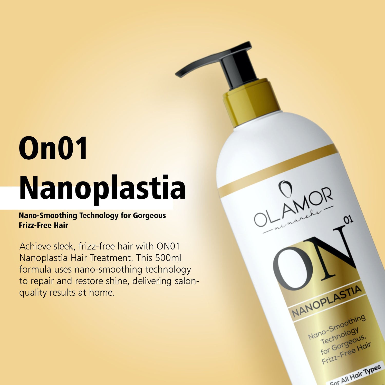OLAMOR Nanoplastia Hair Treatment | Nano-Smoothing Technology for Frizz-Free, Smooth &amp; Shiny Hair | Professional Hair Repair Solution 500ML