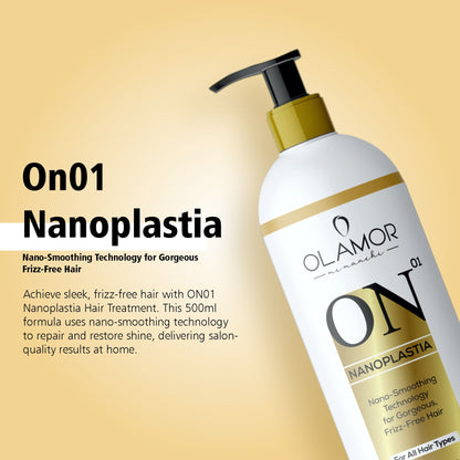 OLAMOR Nanoplastia Hair Treatment | Nano-Smoothing Technology for Frizz-Free, Smooth &amp; Shiny Hair | Professional Hair Repair Solution 500ML