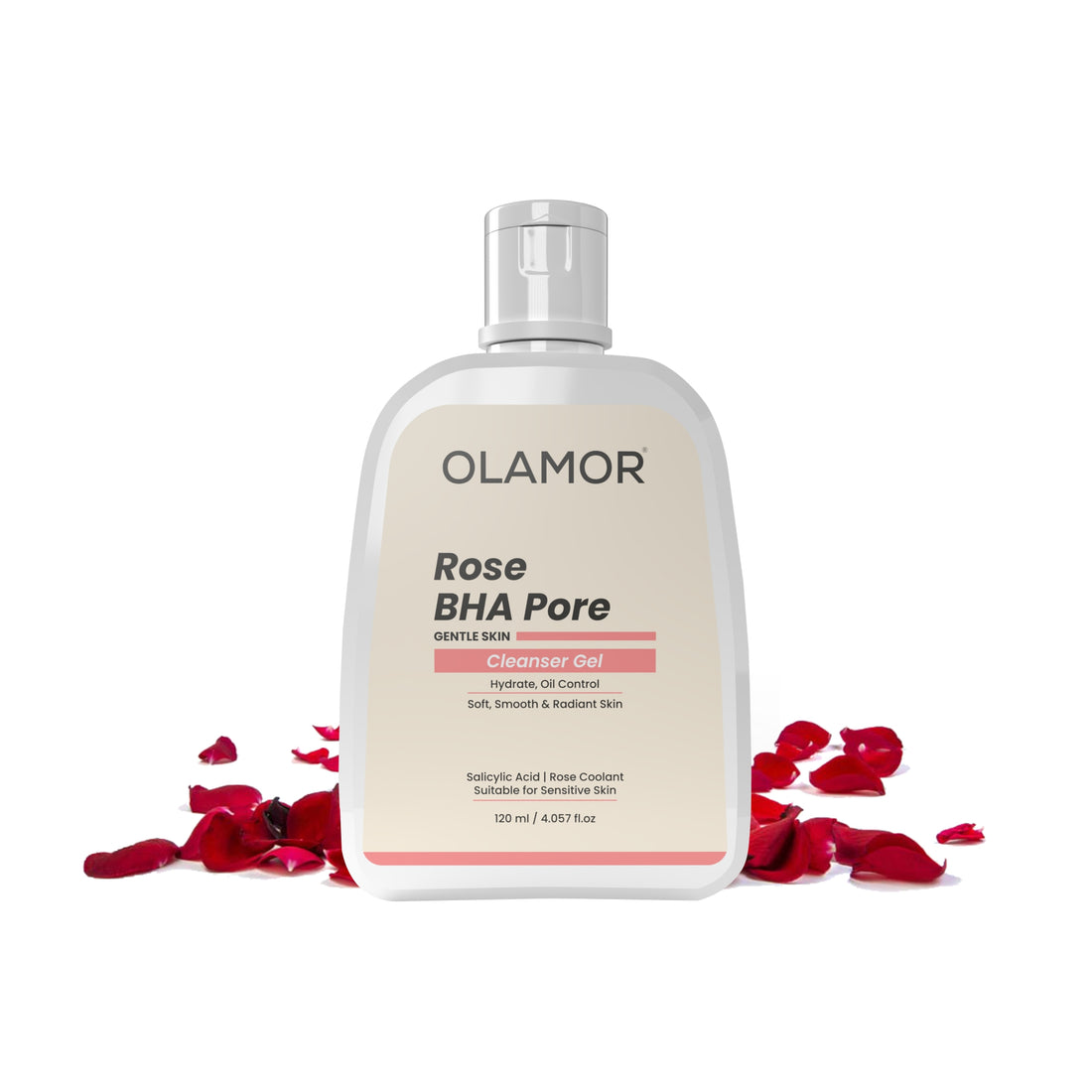 OLAMOR Rose BHA Pore Cleanser Gel – Gentle Exfoliation &amp; Deep Pore Cleansing Gel 120gm