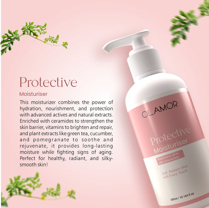 OLAMOR Protective Moisturiser Watermelon Glow with Niacinamide for Hydrating &amp; Brightening Skin | Lightweight Daily Face &amp; Body Moisturizer | 300ml