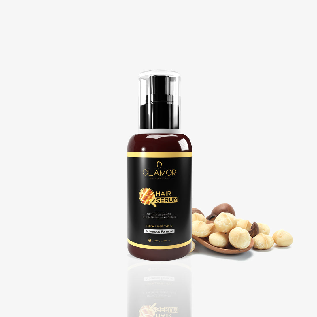 OLAMOR Vitamin-E Hair Serum with Macadamia Oil for Frizzy Hair &amp; Healthier Hair Growth - 100ml