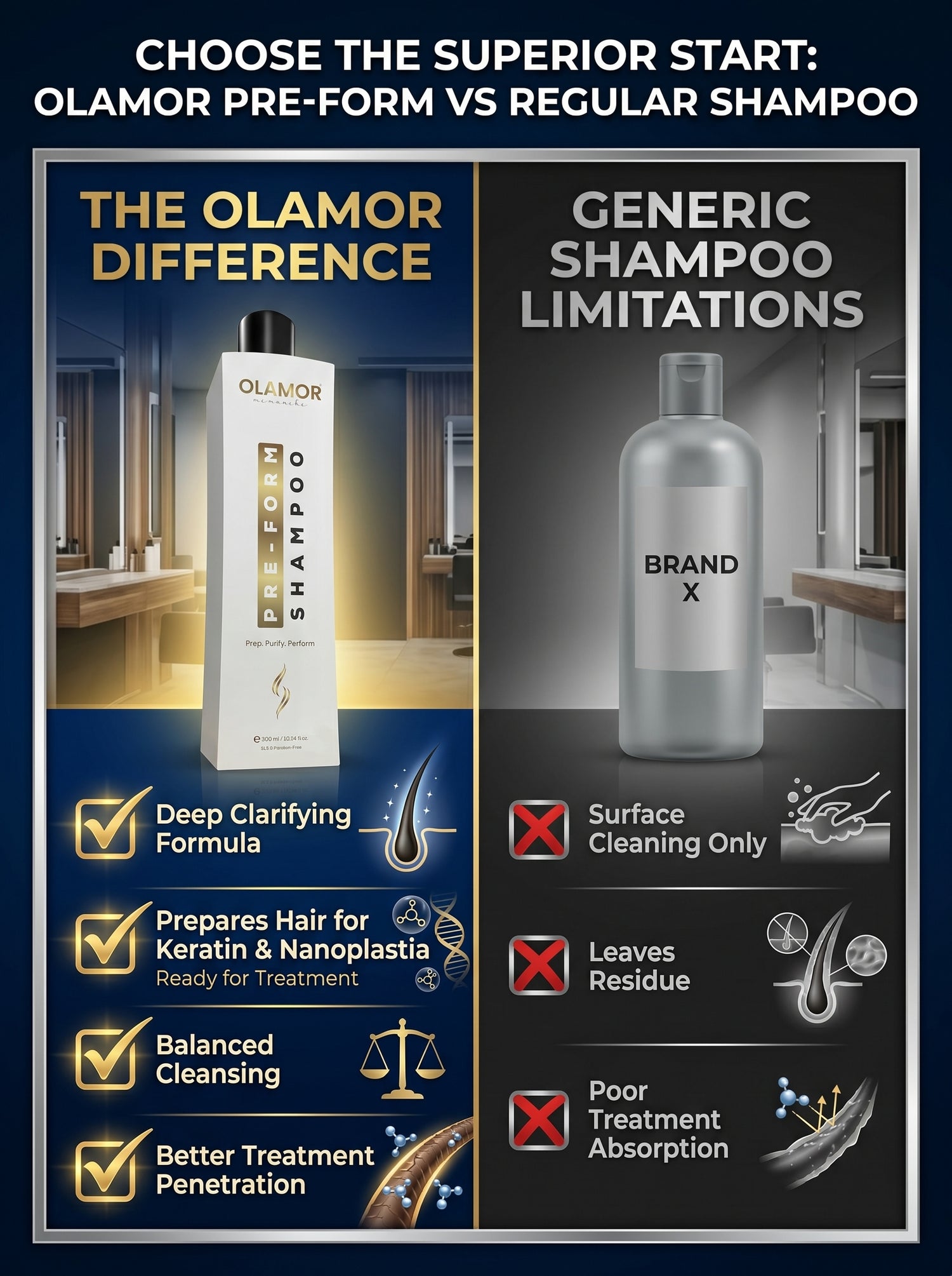 OLAMOR Pre-Form Shampoo – Pre-Treatment Hair Cleanser for Smoothening &amp; Repair 300ml