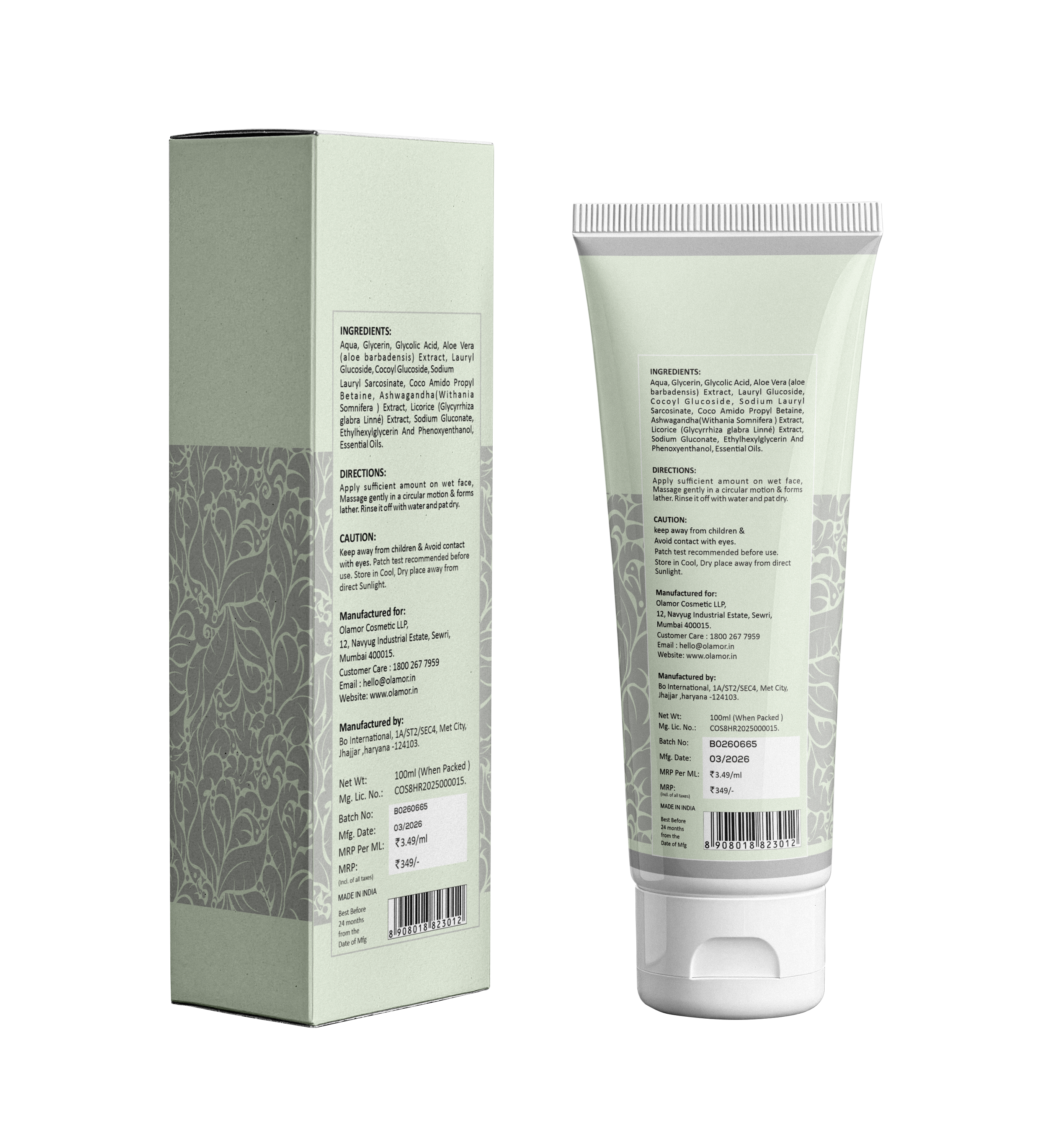OLAMOR Pristine 10% Glycolic Acid Face Wash for Men &amp; Women | Exfoliating Cleanser for Clear, Smooth &amp; Glowing Skin 100ml