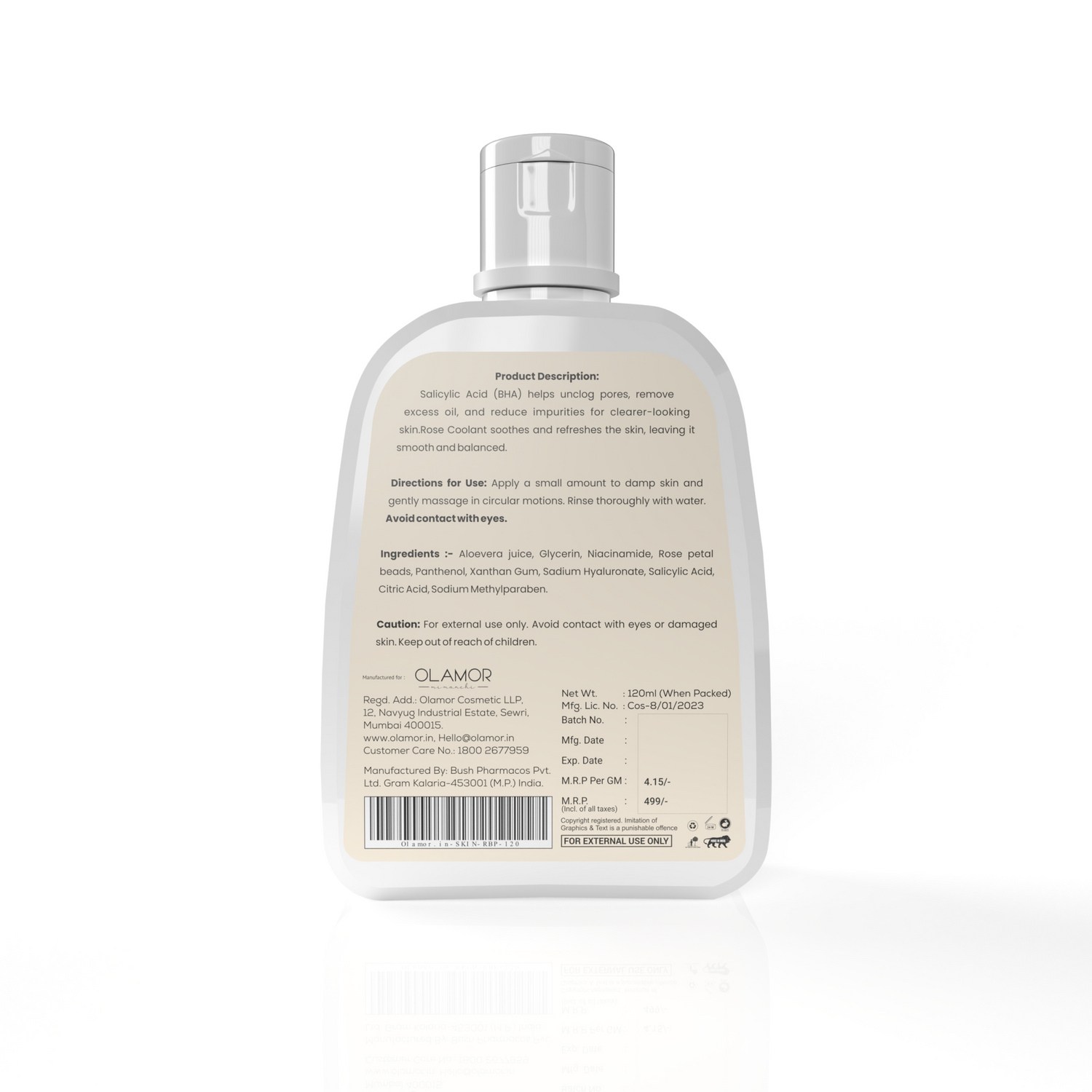 OLAMOR Rose BHA Pore Cleanser Gel 120gm | Fresh &amp; Clean Skin