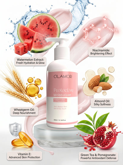 OLAMOR Vitamin-E Hair Serum 100ml &amp; Advanced Sunscreen SPF 50+ 500g Combo | Frizz Control, Hair Nourishment &amp; Broad-Spectrum Sun Protection for Healthy Hair and Radiant Skin