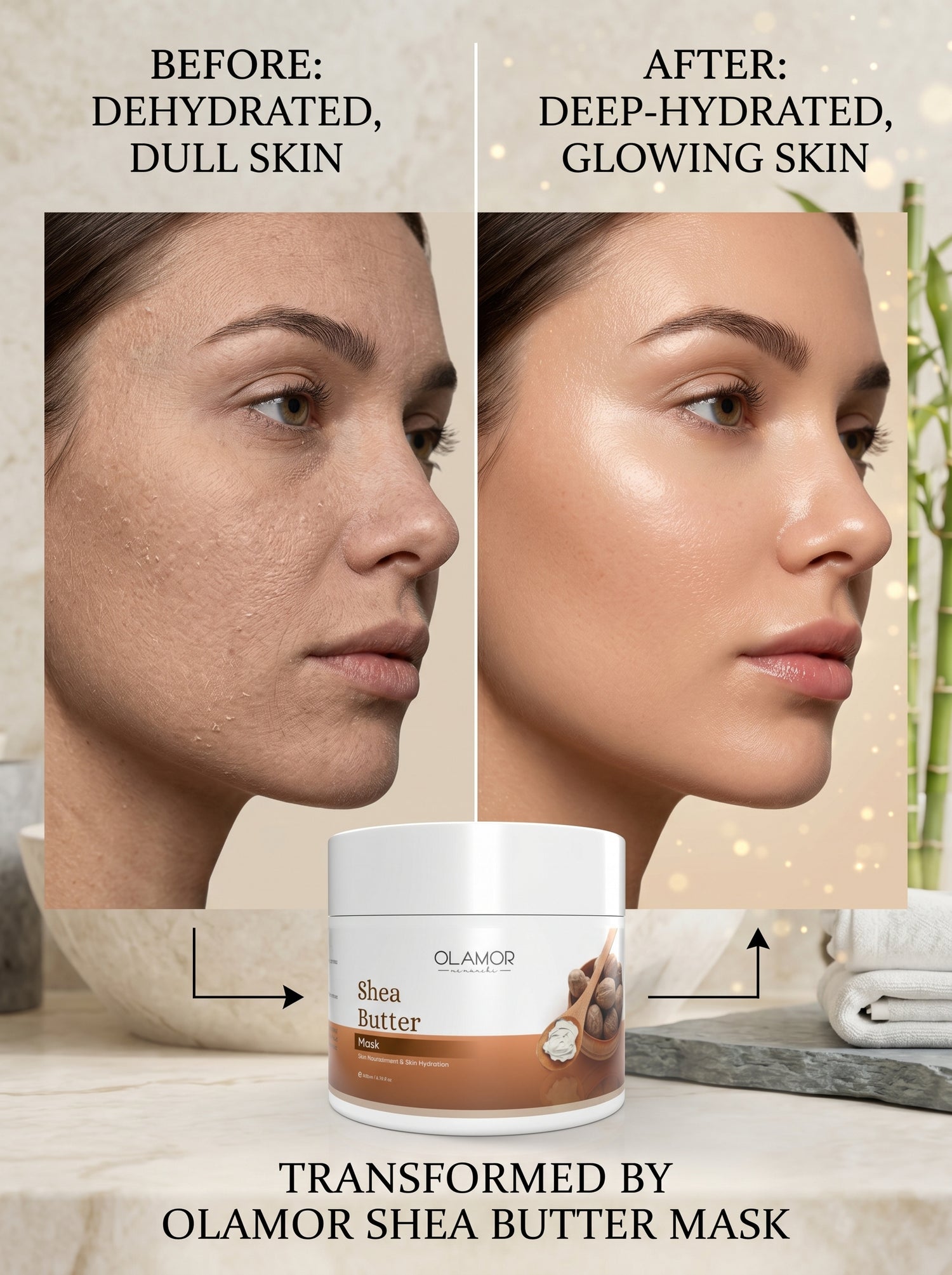 OLAMOR Shea Butter Face Mask for Skin Nourishment and Hydration, 200g