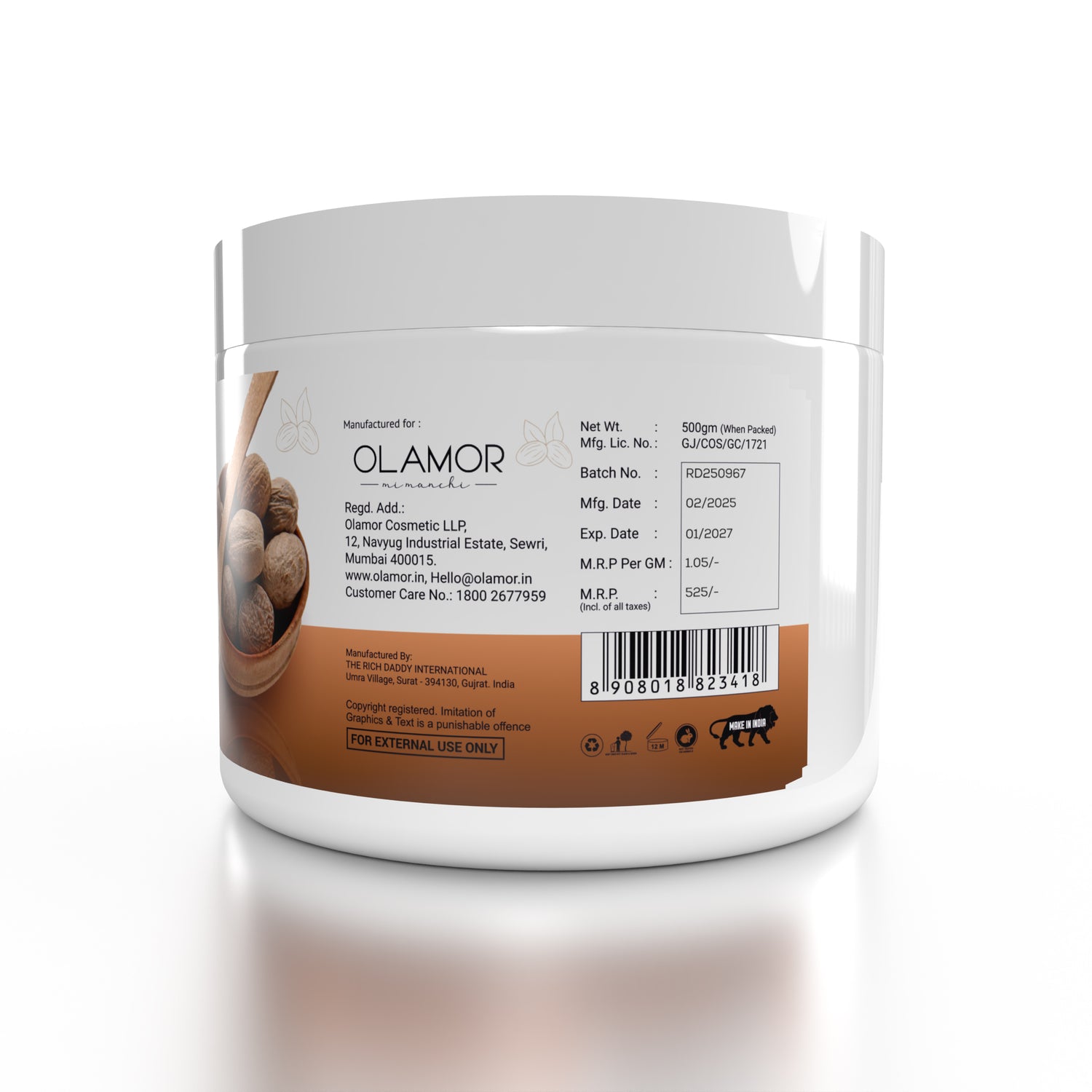 OLAMOR Shea Butter Face Mask for Skin Nourishment and Hydration, 200g