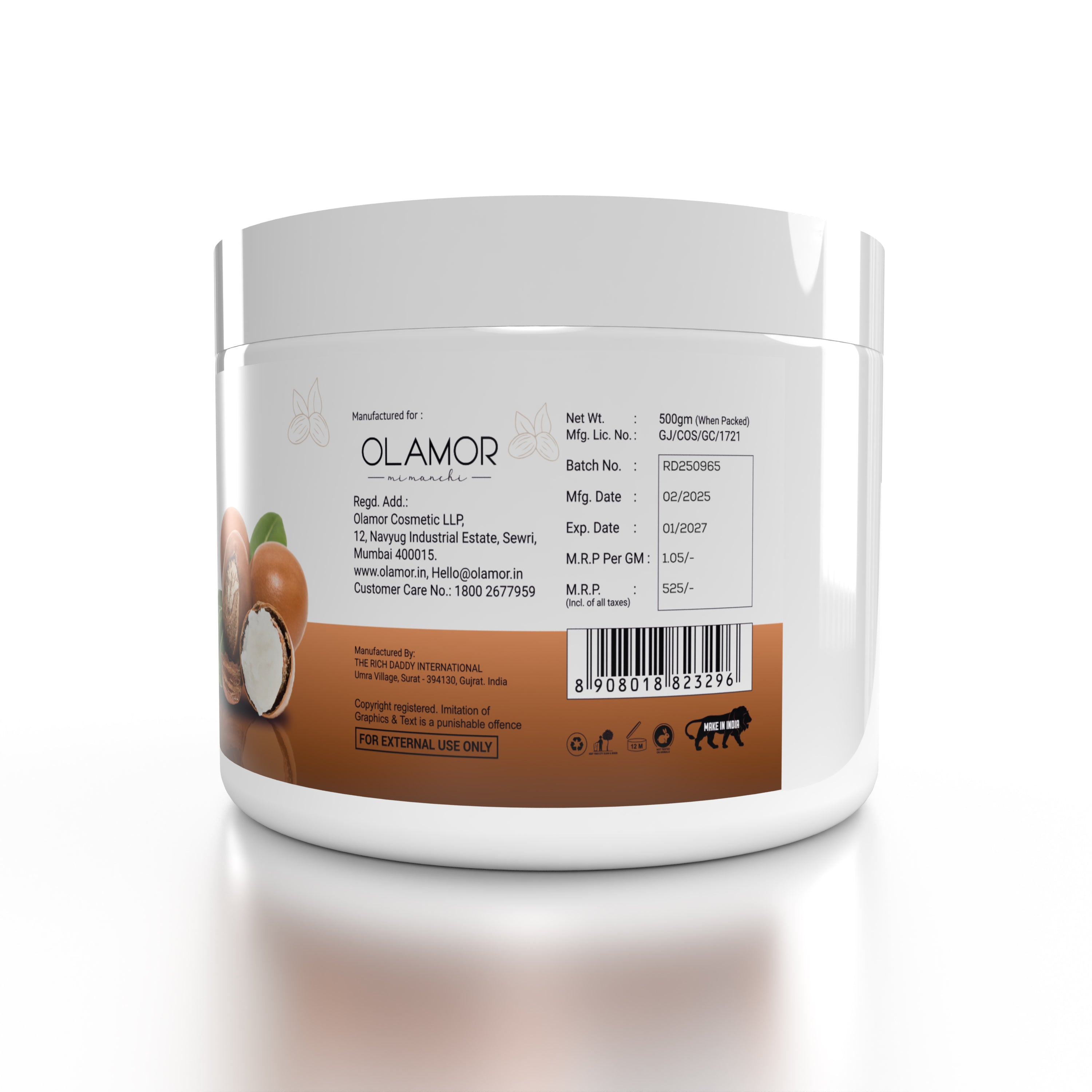 OLAMOR Shea Butter Coco Butter Face Massage Cream, Softens and Relieves Rough Dry Skin, 200gm