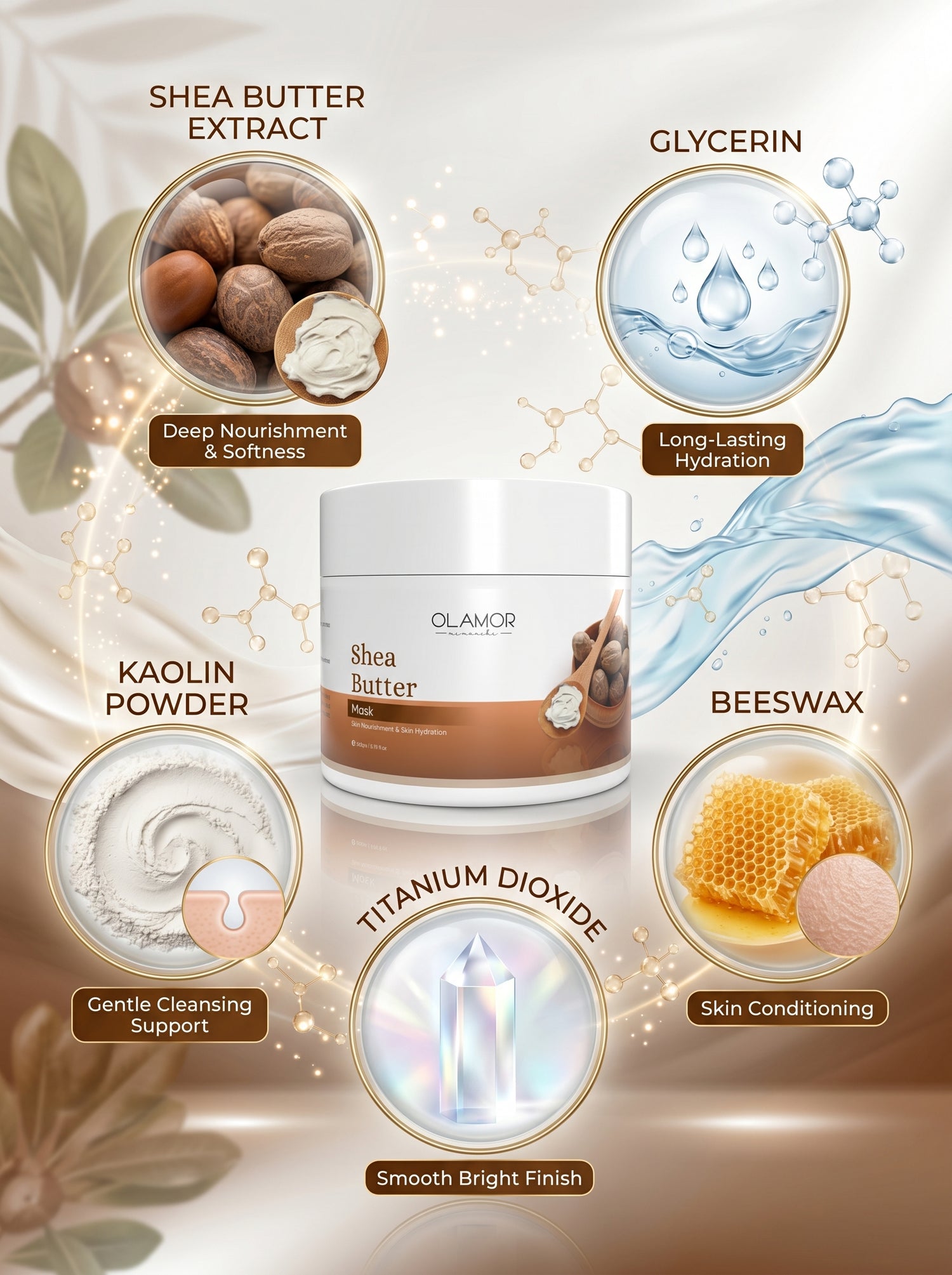 OLAMOR Shea Butter Face Mask for Skin Nourishment and Hydration, 200g