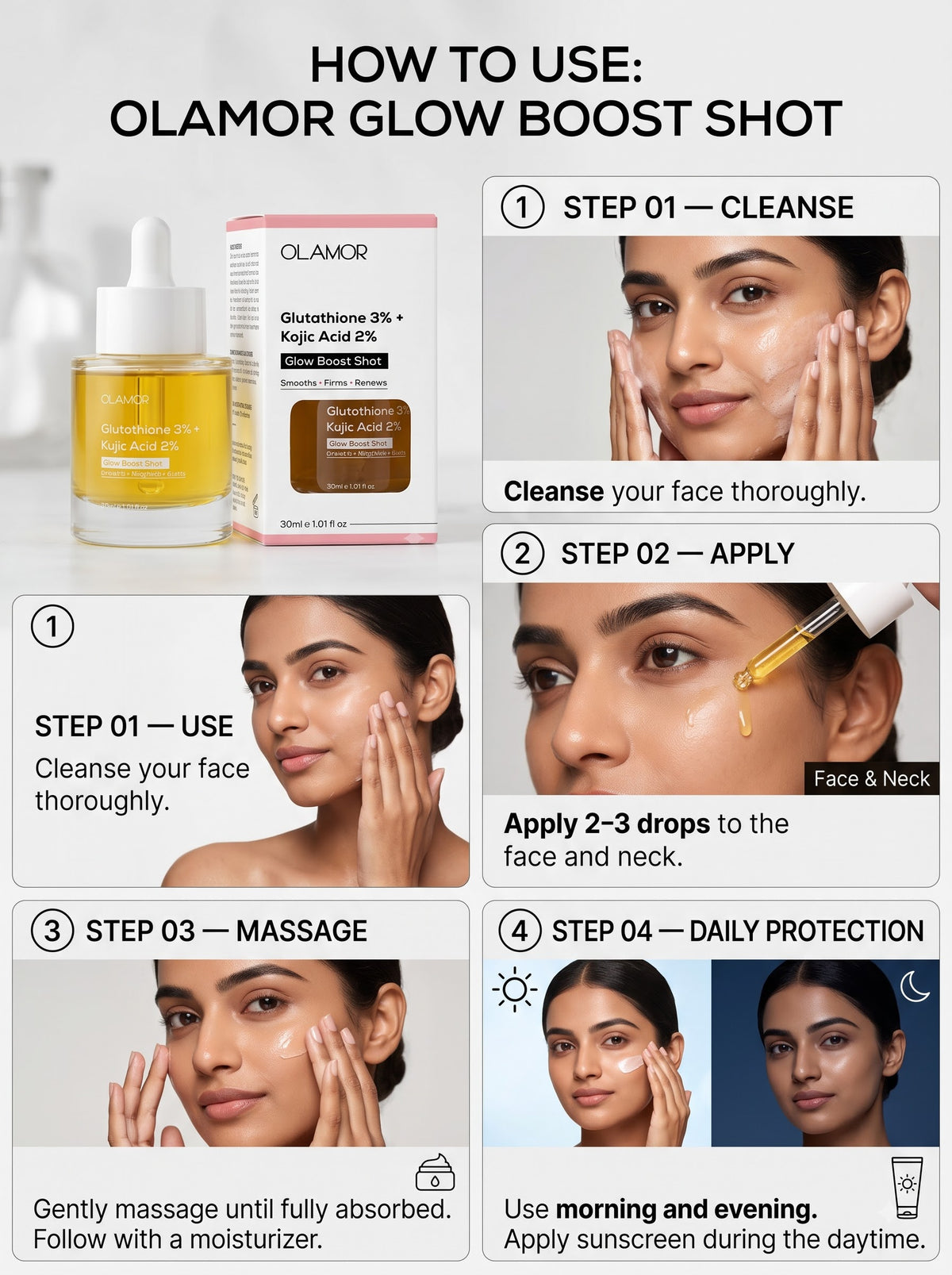 Glutathione Face Serum  3% + Kojic Acid 2% Glow Boost Shot