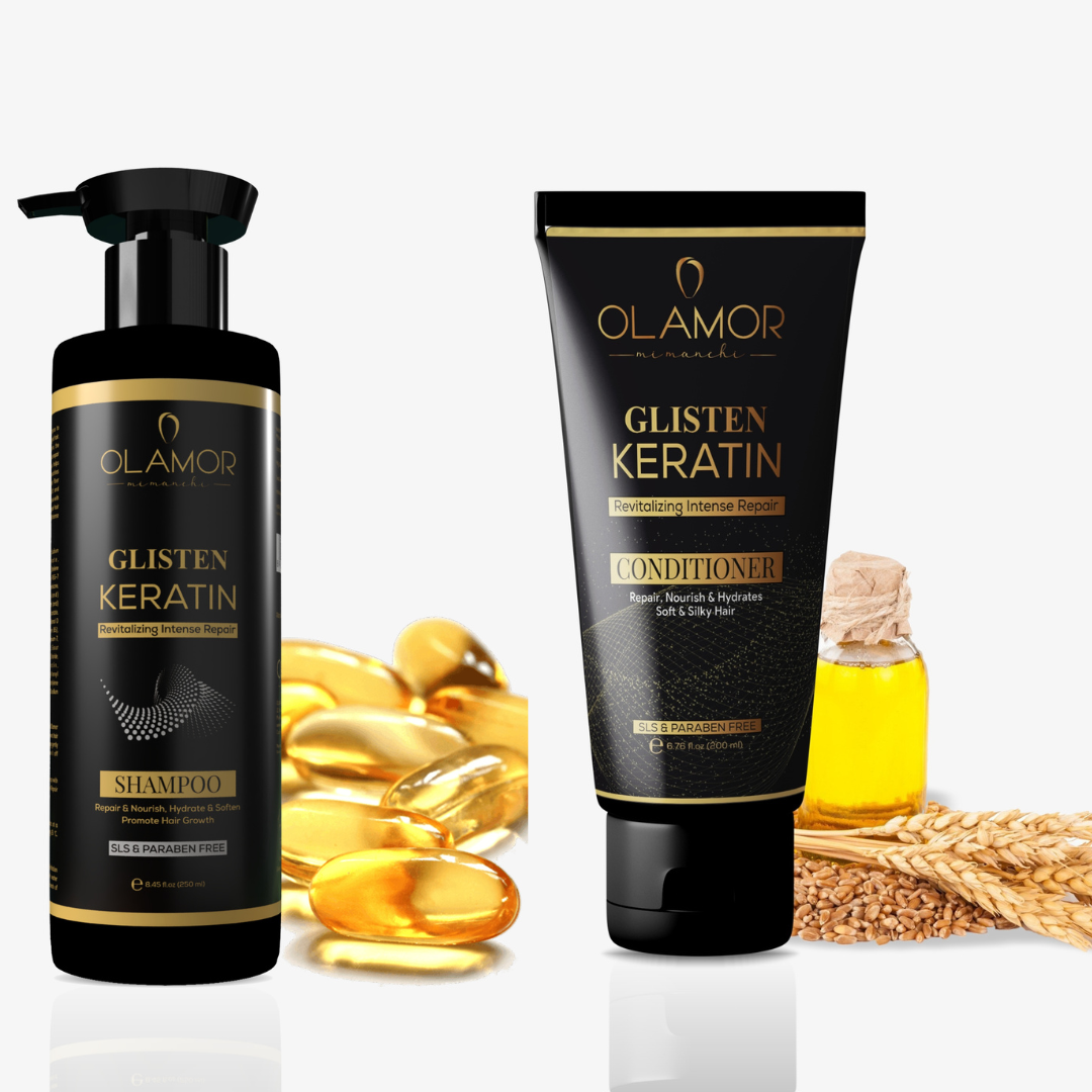 OLAMOR  Pack of 2 Premium Glisten Keratin Shampoo 250ML + Conditioner 200ML Combo