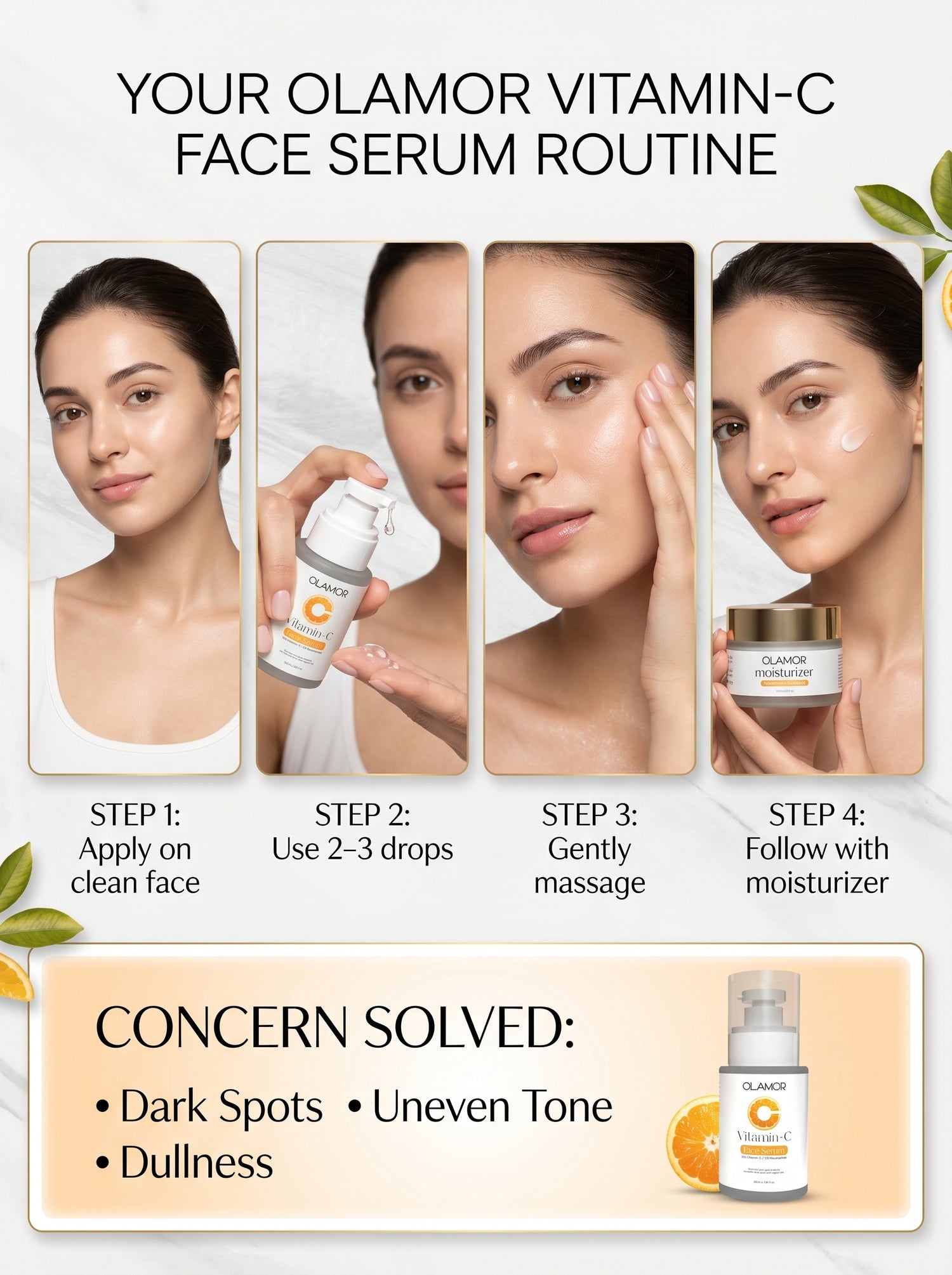 OLAMOR  Vitamin C Face Serum | Brightening &amp; Skin Tone Improving Serum for Glowing, Even &amp; Radiant Skin | For Men &amp; Women 30ml