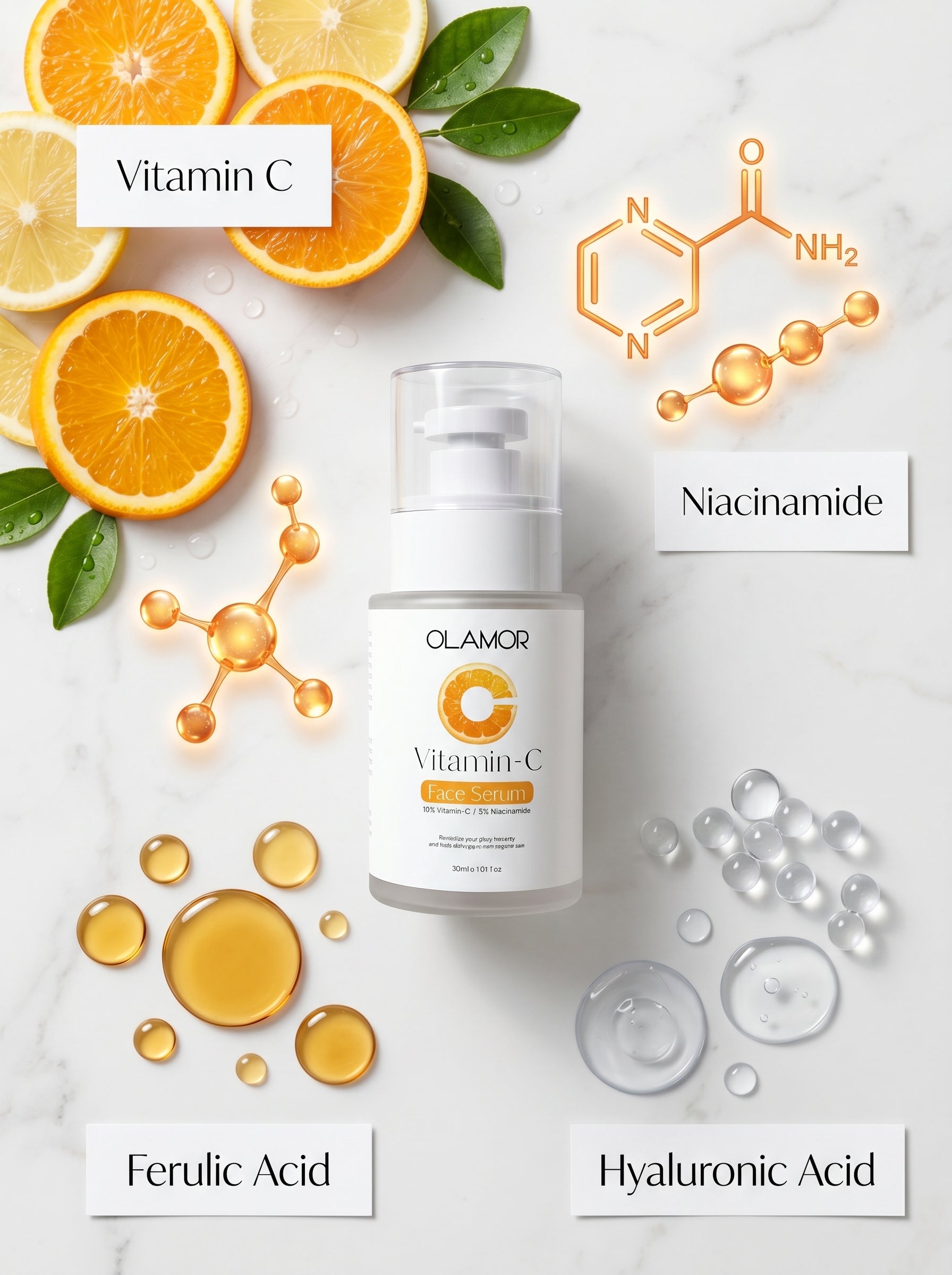 OLAMOR  Vitamin C Face Serum | Brightening &amp; Skin Tone Improving Serum for Glowing, Even &amp; Radiant Skin | For Men &amp; Women 30ml