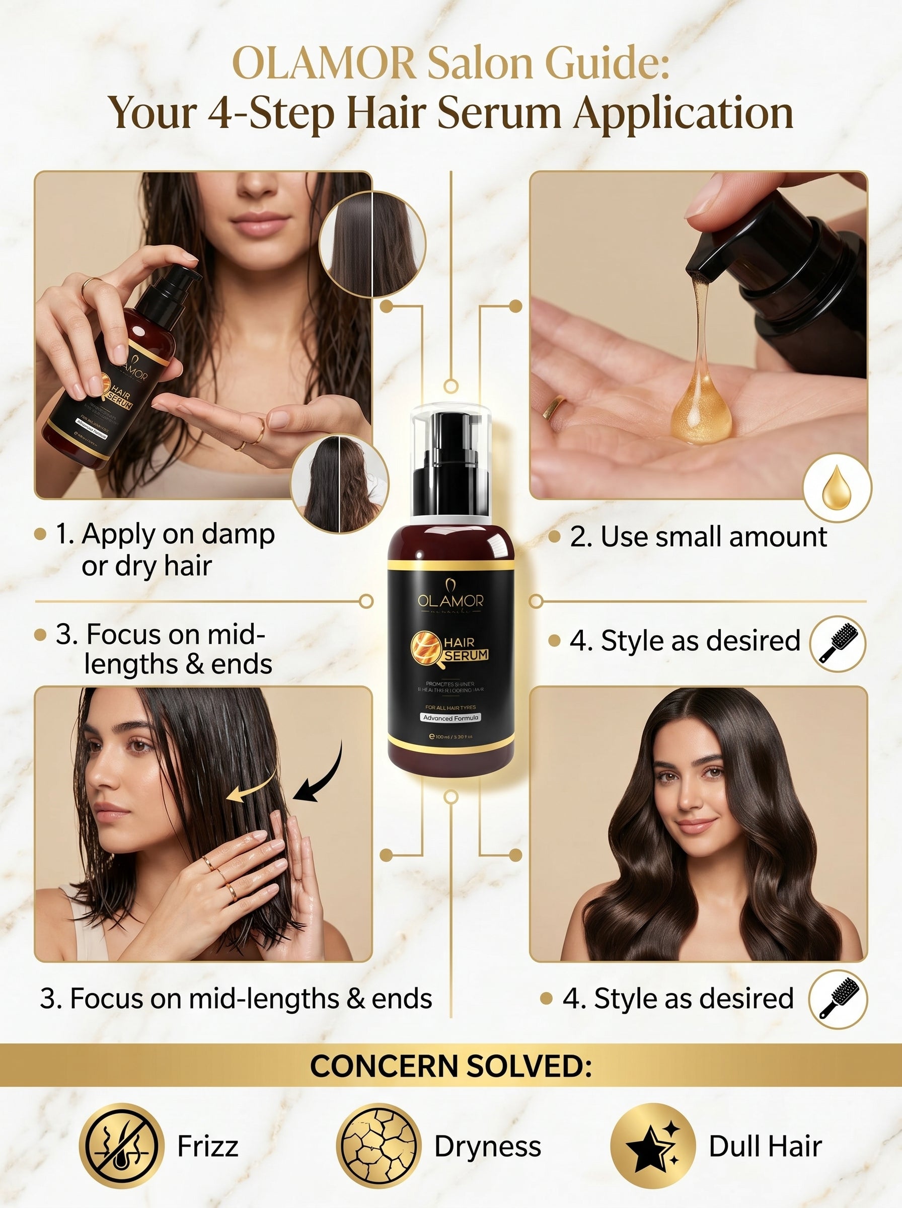 OLAMOR Vitamin-E Hair Serum with Macadamia Oil for Frizzy Hair &amp; Healthier Hair Growth - 100ml