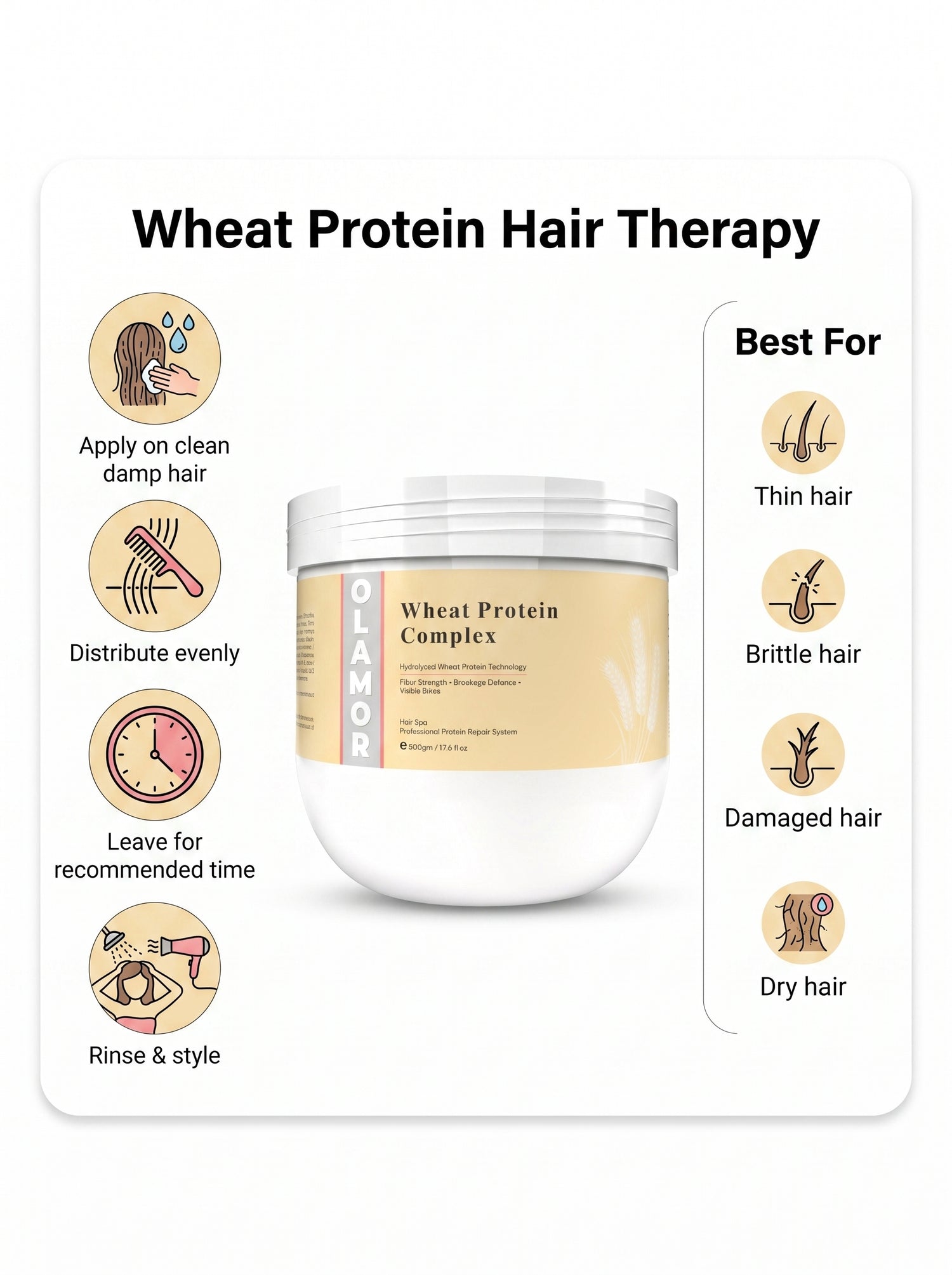 OLAMOR Wheat Protein Complex Hair Spa Professional Protein Repair System 500GM