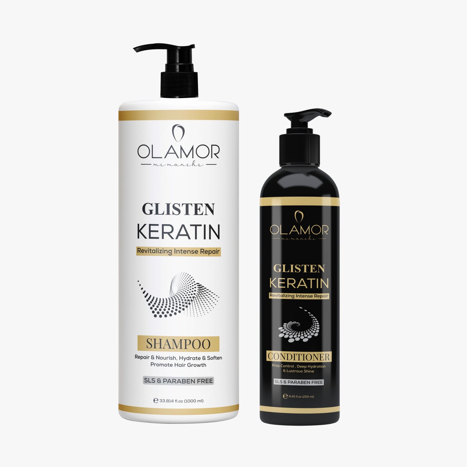 Premium Glisten Keratin Revitalizing Intense Hair Damage Repair Shampoo &amp; Conditioner 1L &amp; 250ml Bundle