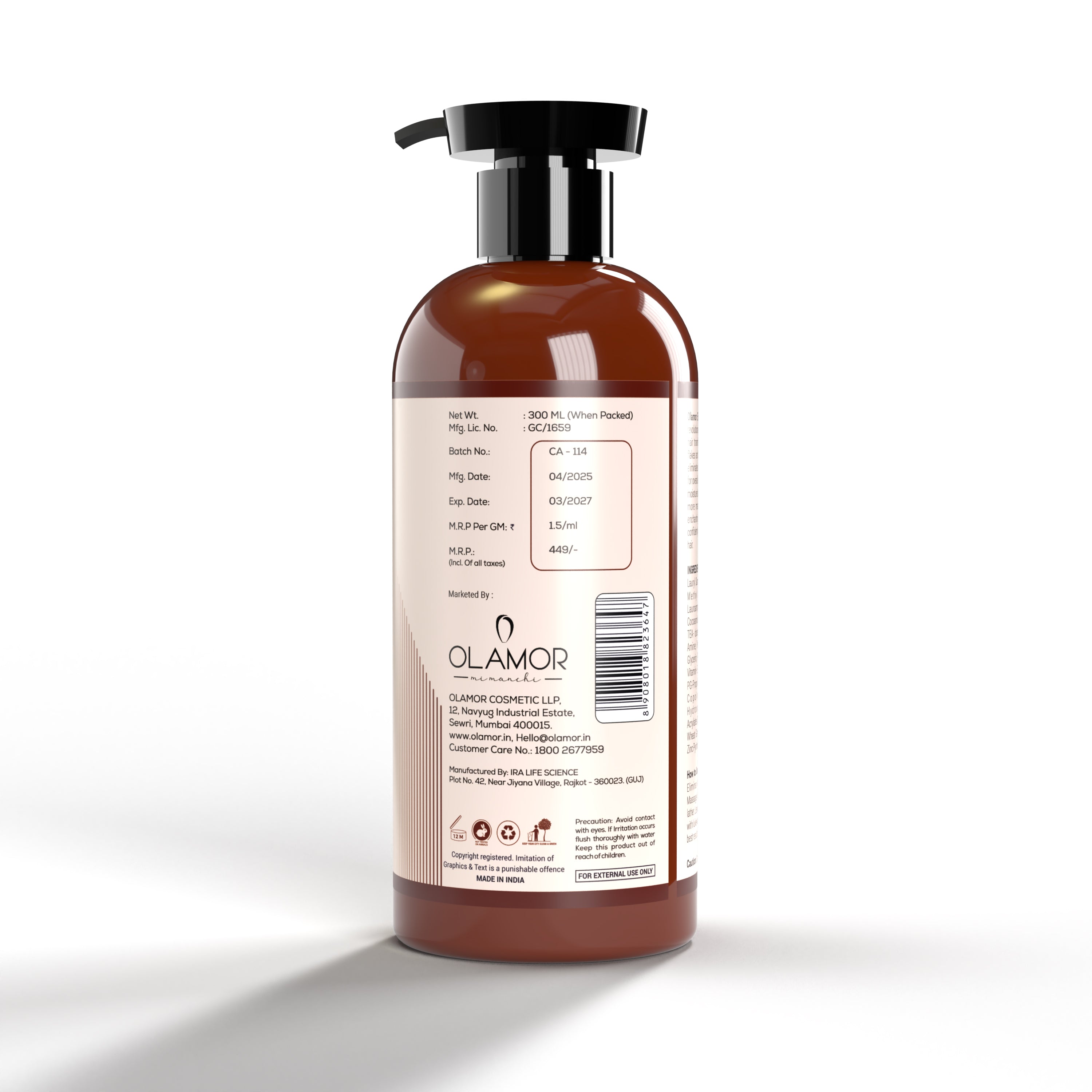 OLAMOR Eliminar Anti-Dandruff Shampoo | Deep Cleansing, Flake Control &amp; Moisture Retention for Healthy Hair 300ml