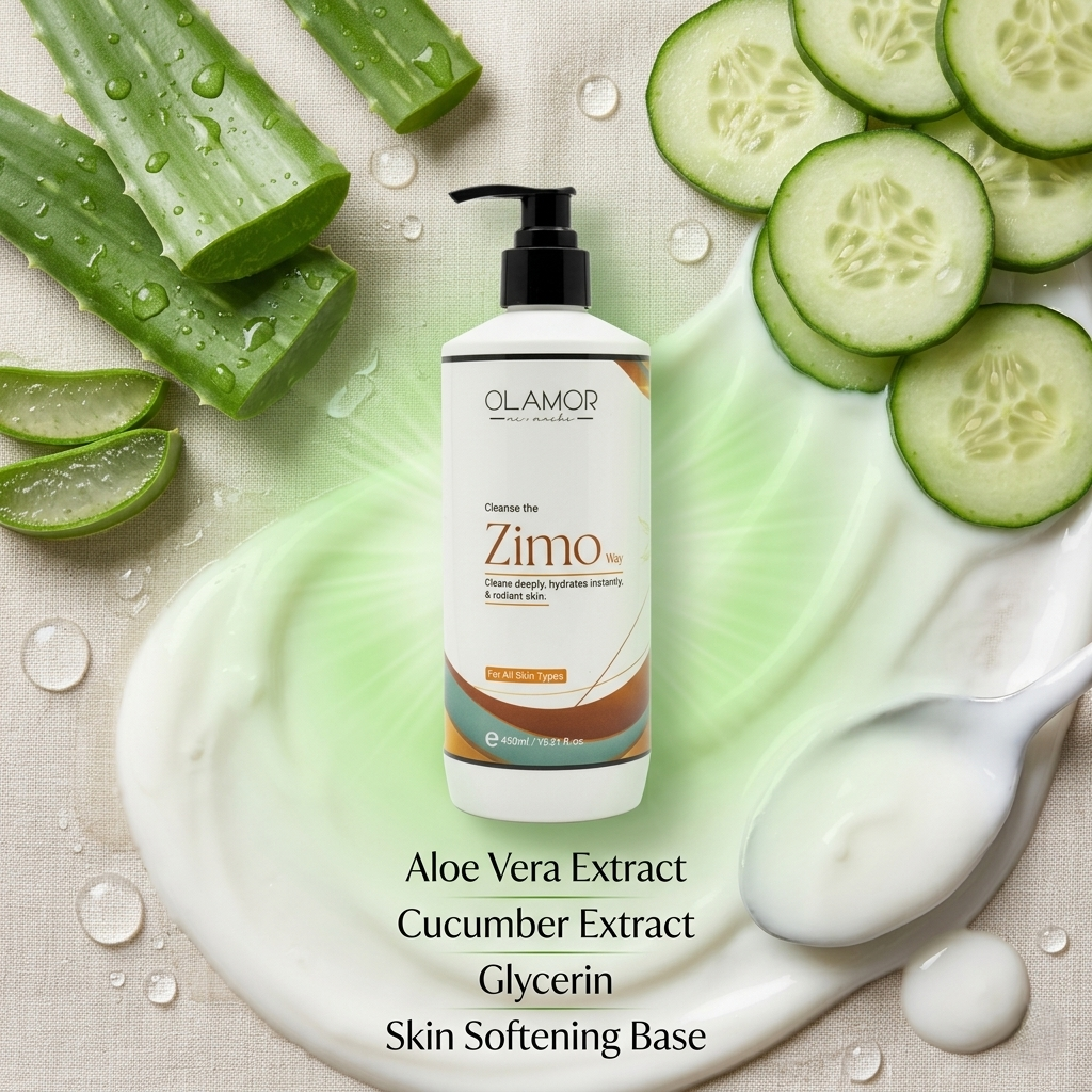 OLAMOR Zimo Cleansing Milk 450ml &amp; SPF 50 Sunscreen 60ml Combo | Deep Cleansing, Hydration &amp; UV Protection | Removes Makeup, Dirt &amp; Impurities for Soft, Glowing Skin