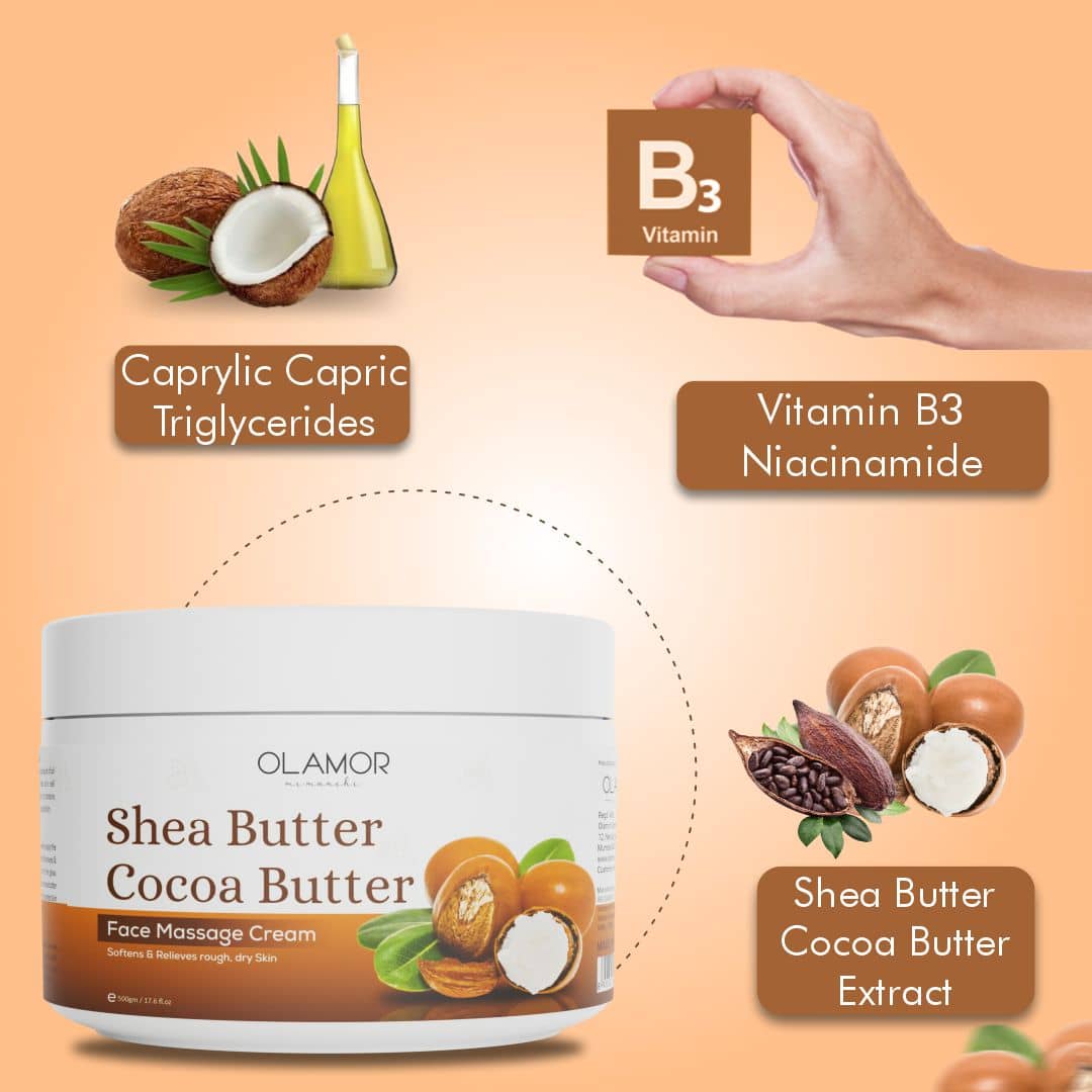 Olamor Shea Butter Cocoa Butter Face Massage Cream Ingredients