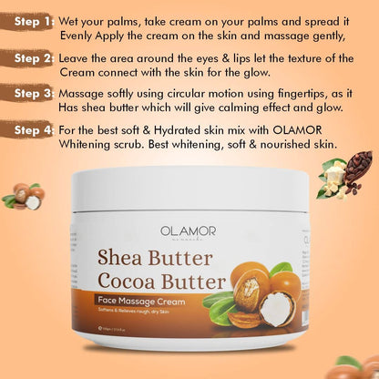 Olamor Shea Butter Cocoa Butter Face Massage Cream How To use