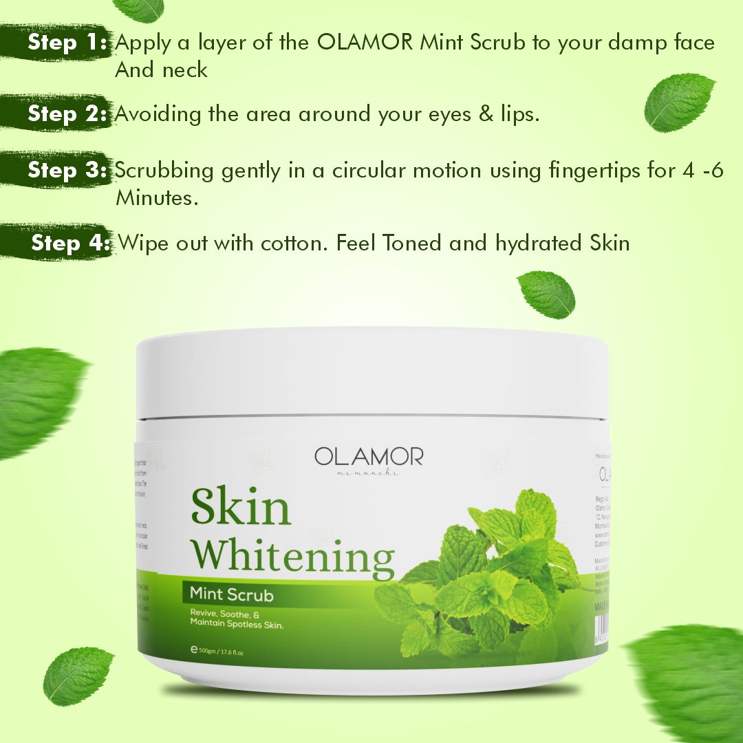 OLAMOR Skin Whitening Mint Scrub How To Use