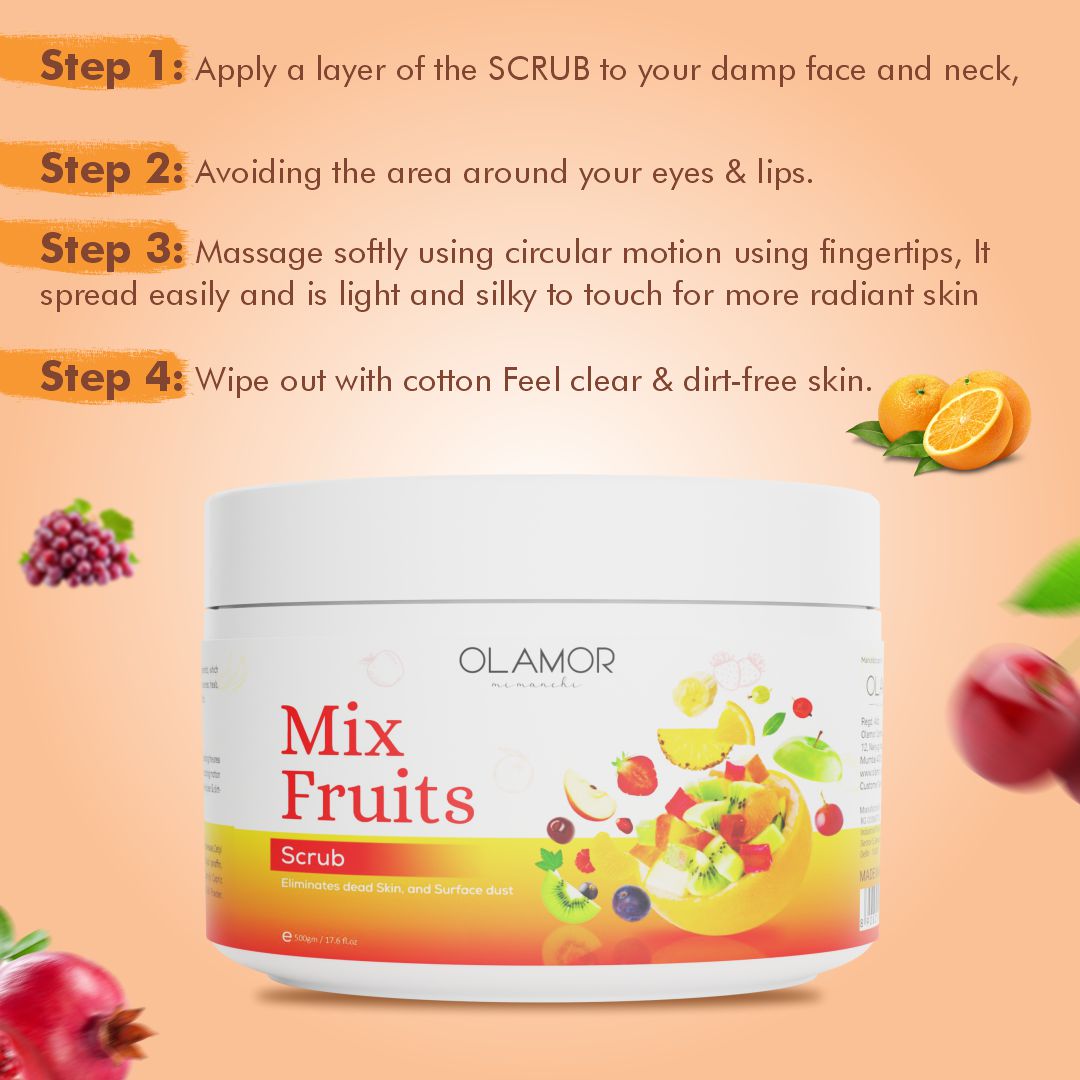 OLAMOR Mix-Fruits Face Massage Scrub How to Use