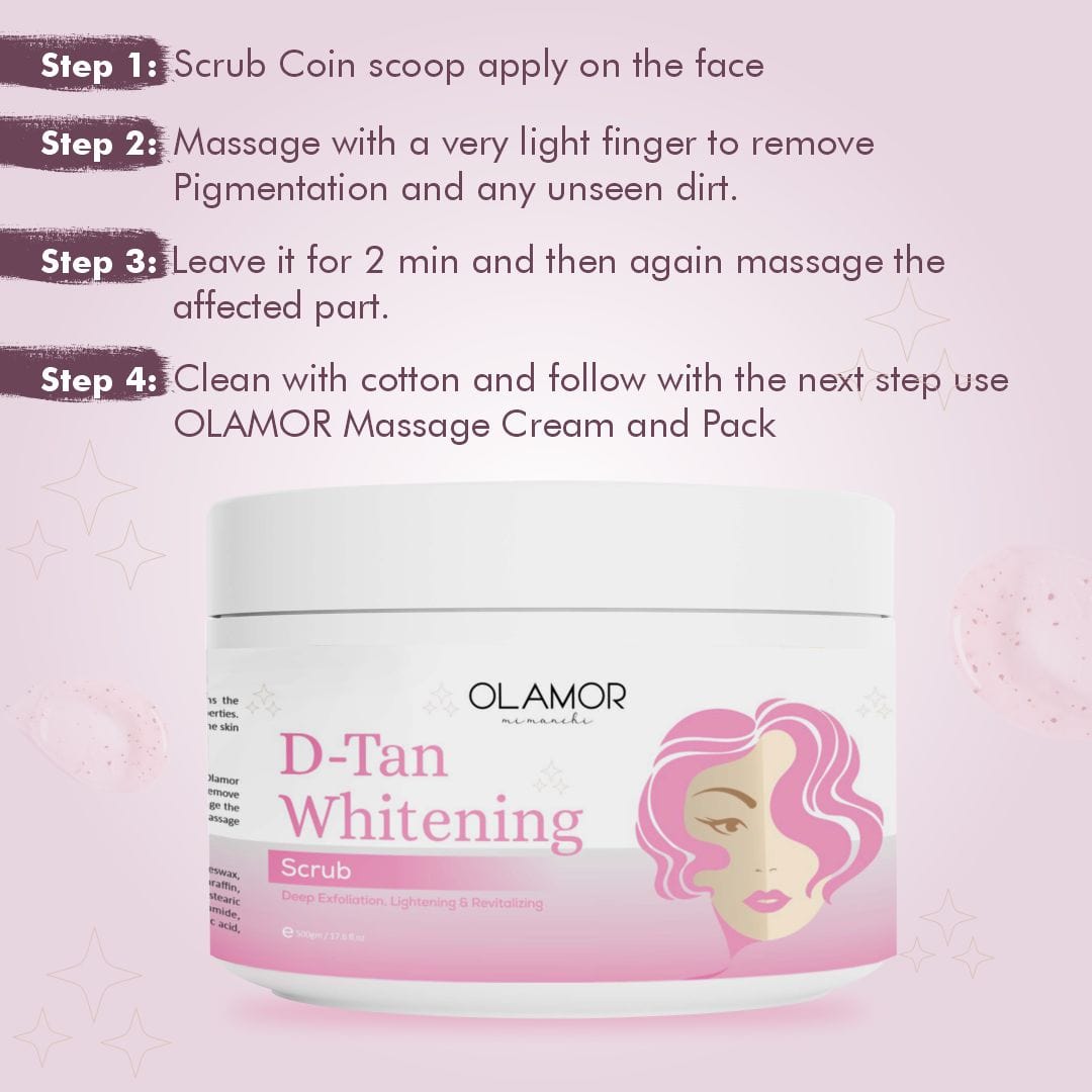 OLAMOR D-Tan Whitening Face Scrub How To Use