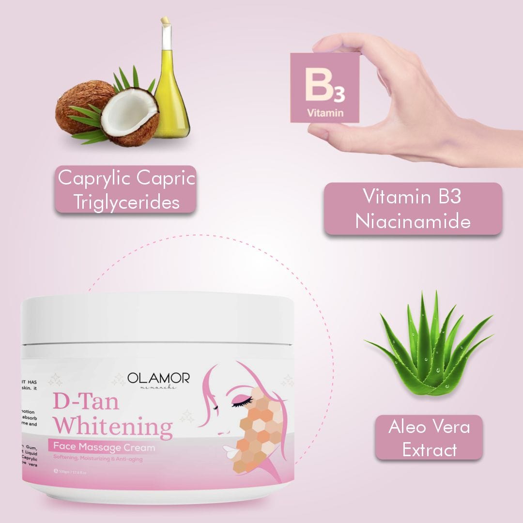 Olamor D-Tan Whitening Face Massage Cream Ingredients